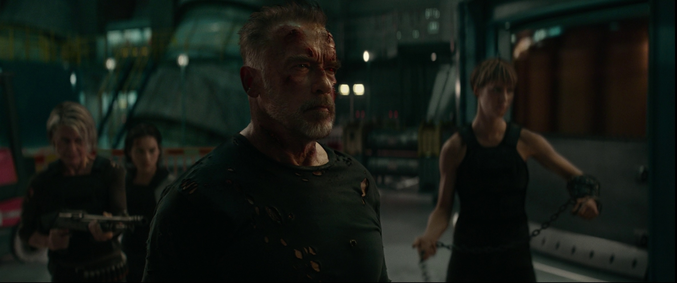 Terminator Terminator Dark Fate Arnold Schwarzenegger Science Fiction Movies T 800 Cyborg Red Eyes A 2371x991