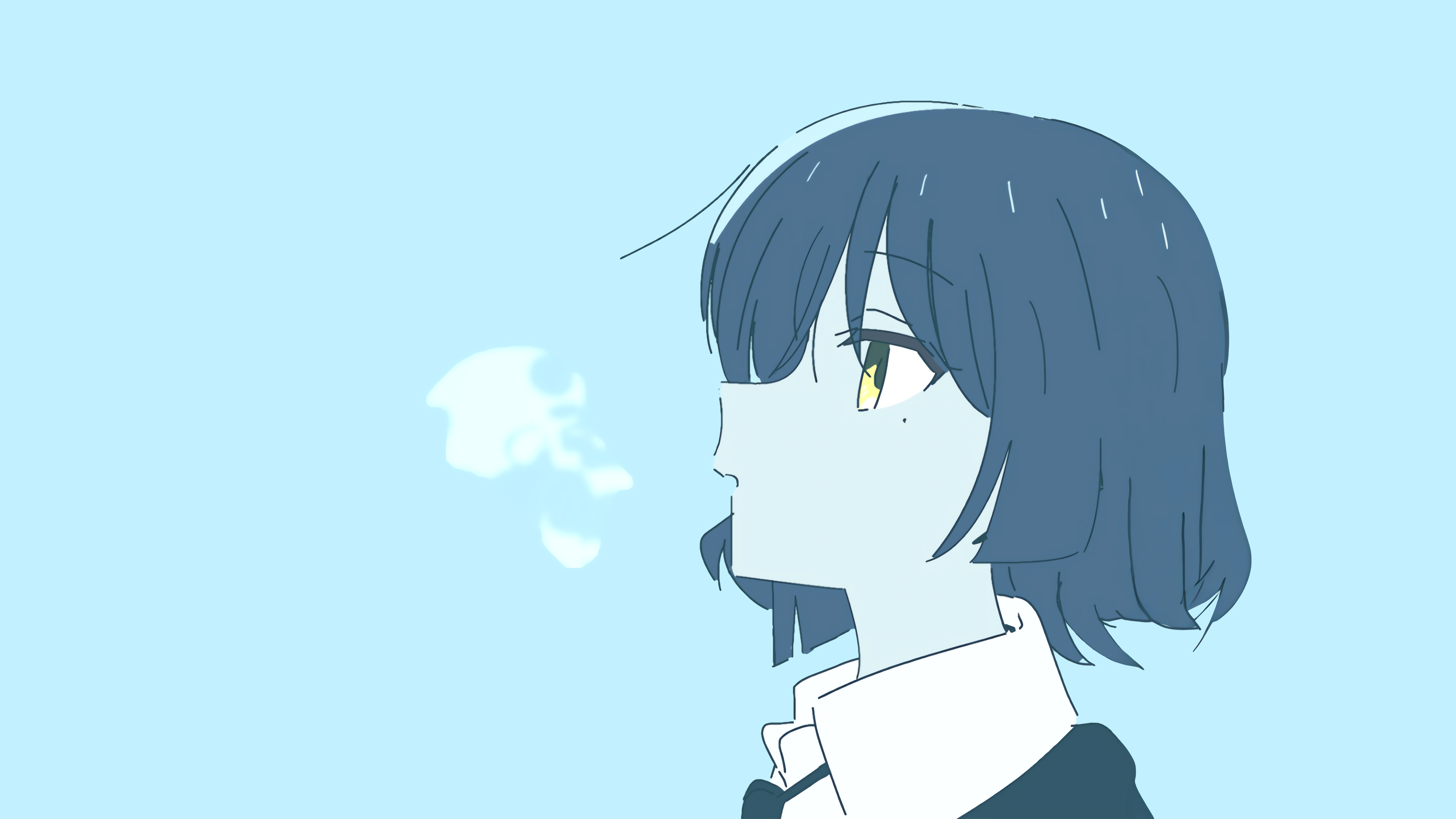 BOCCHi THE ROCK Ryo Yamada Blue Background Blue Hair Anime Anime Girls 7680x4320