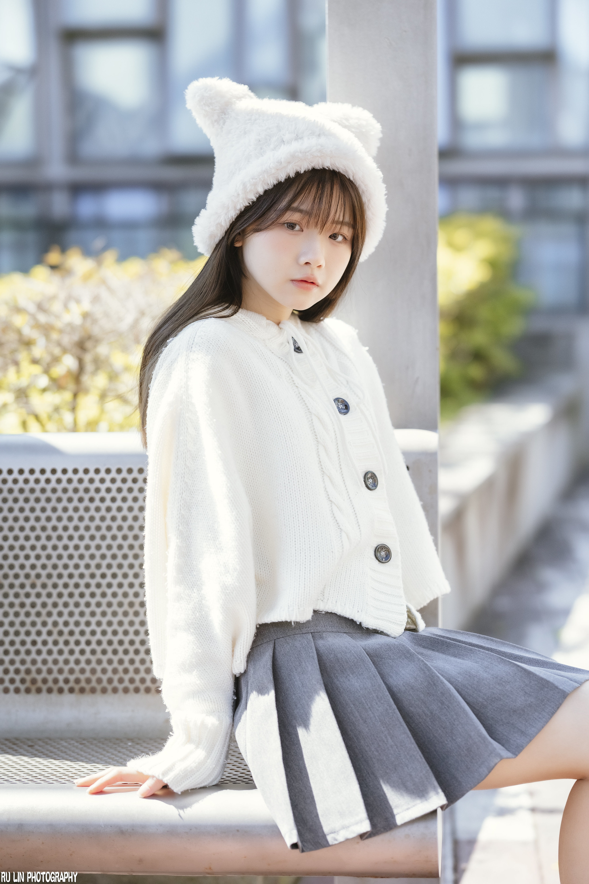 Ru Lin Women Asian Hat White Skirt Brunette Outdoors Looking At Viewer 2048x3072