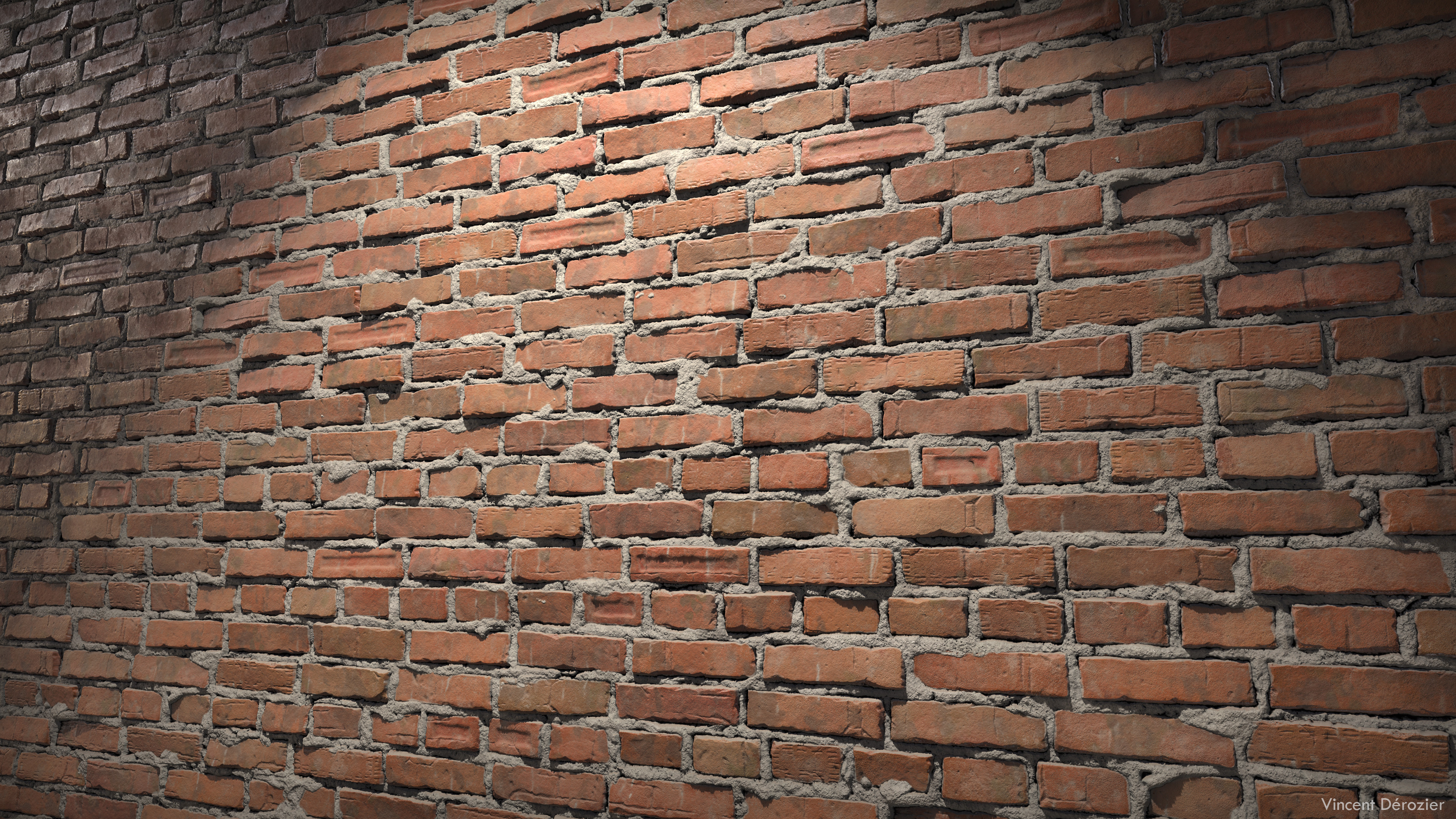 Vincent Derozier CGi Bricks Texture Shadow Construction Wall 3840x2160