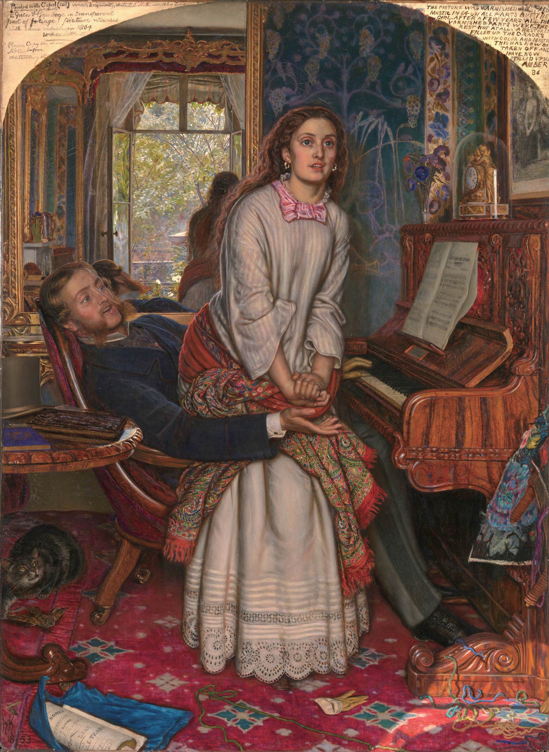 Oil On Canvas Oil Painting William Holman Hunt Men Women Piano Musical Instrument Dress Artwork Clas 1880x2577