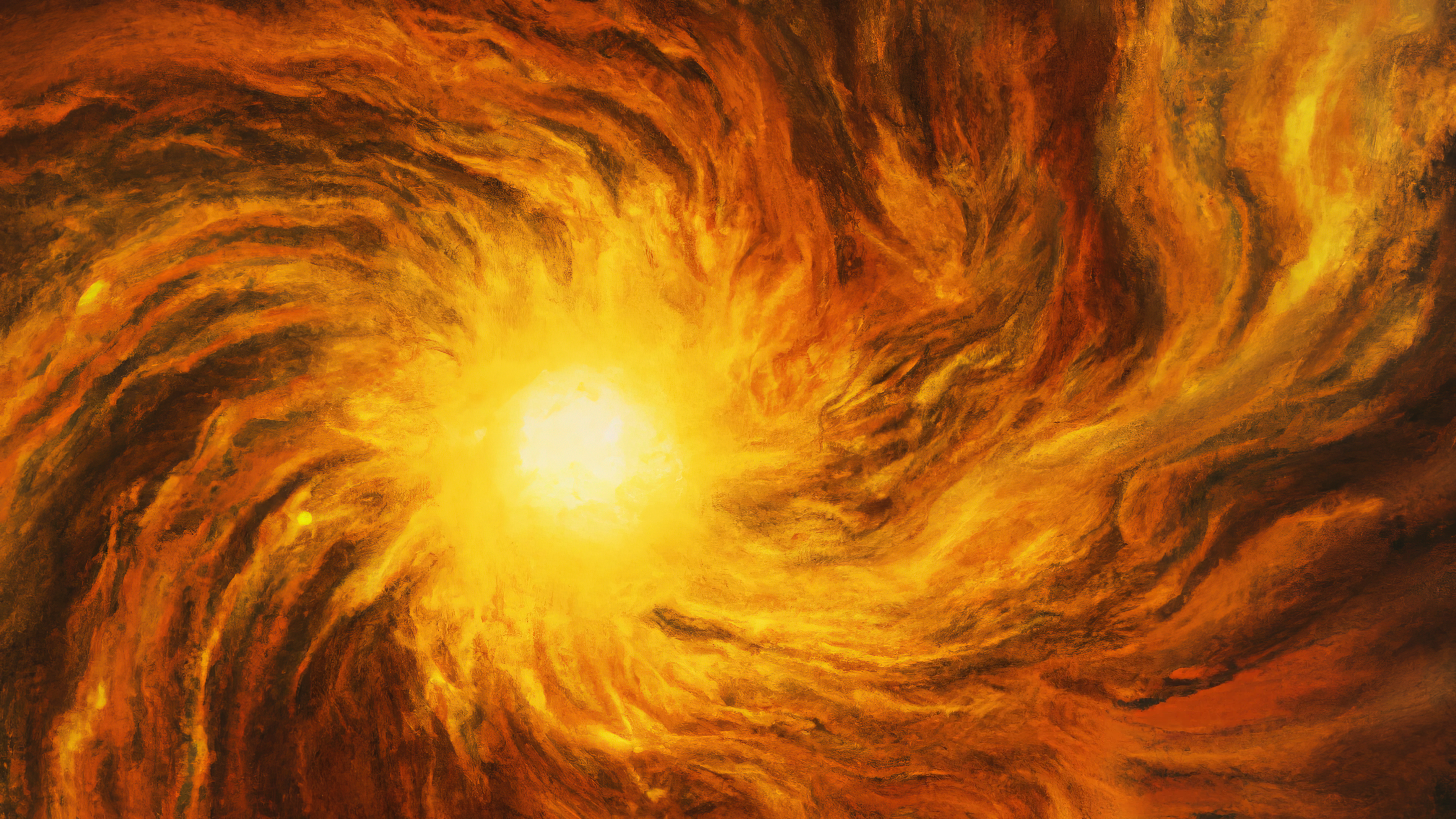 Ai Art Ai Painting Painting Space Space Art Surreal Sun Stars Fire Solar Flare 3840x2160