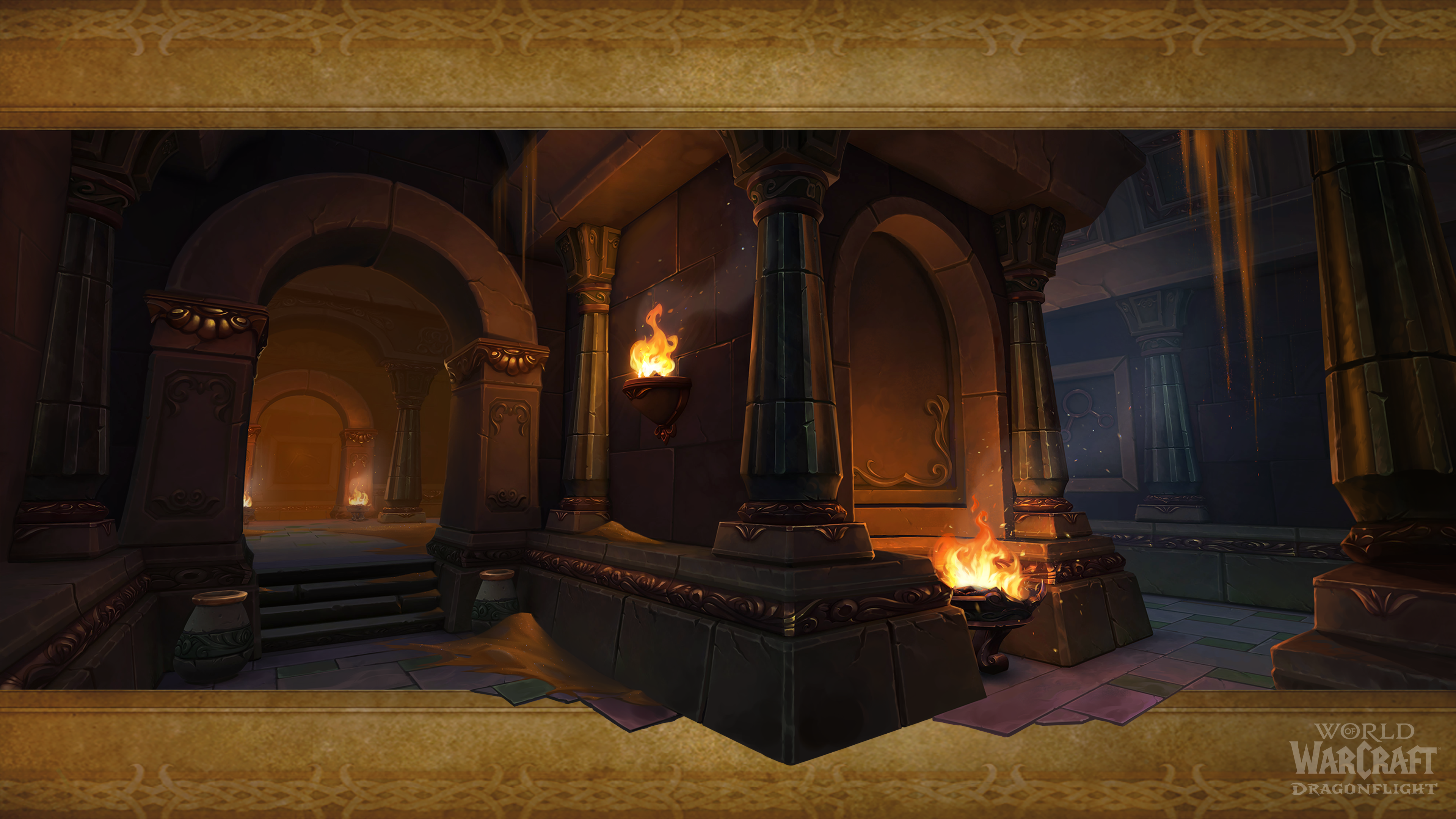 World Of Warcraft Dragonflight Video Games Video Game Art Temple Interior Fire 3840x2160