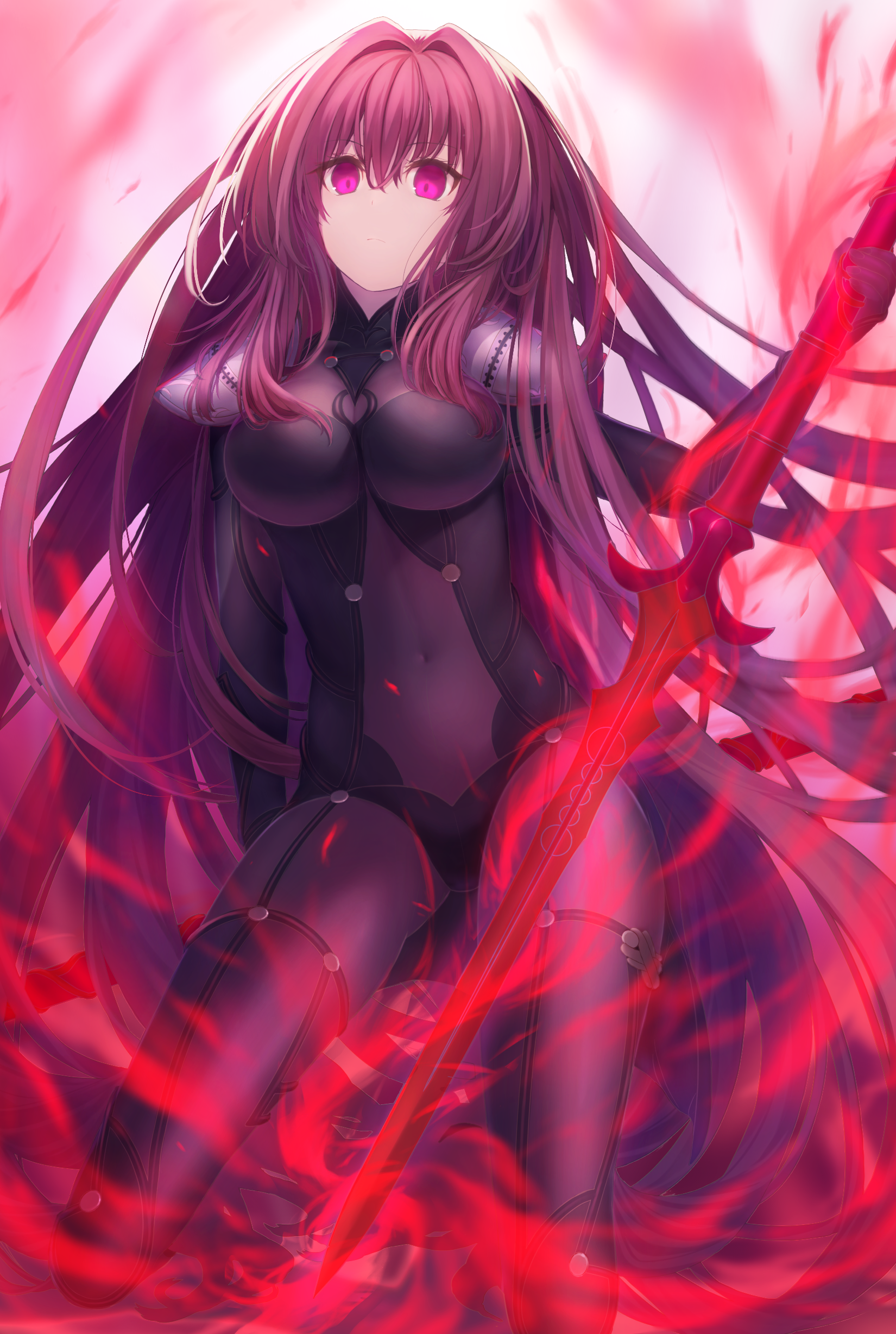 Anime Anime Girls Fate Series Fate Grand Order Scathach Long Hair Purple Hair Solo Artwork Digital A 1650x2456