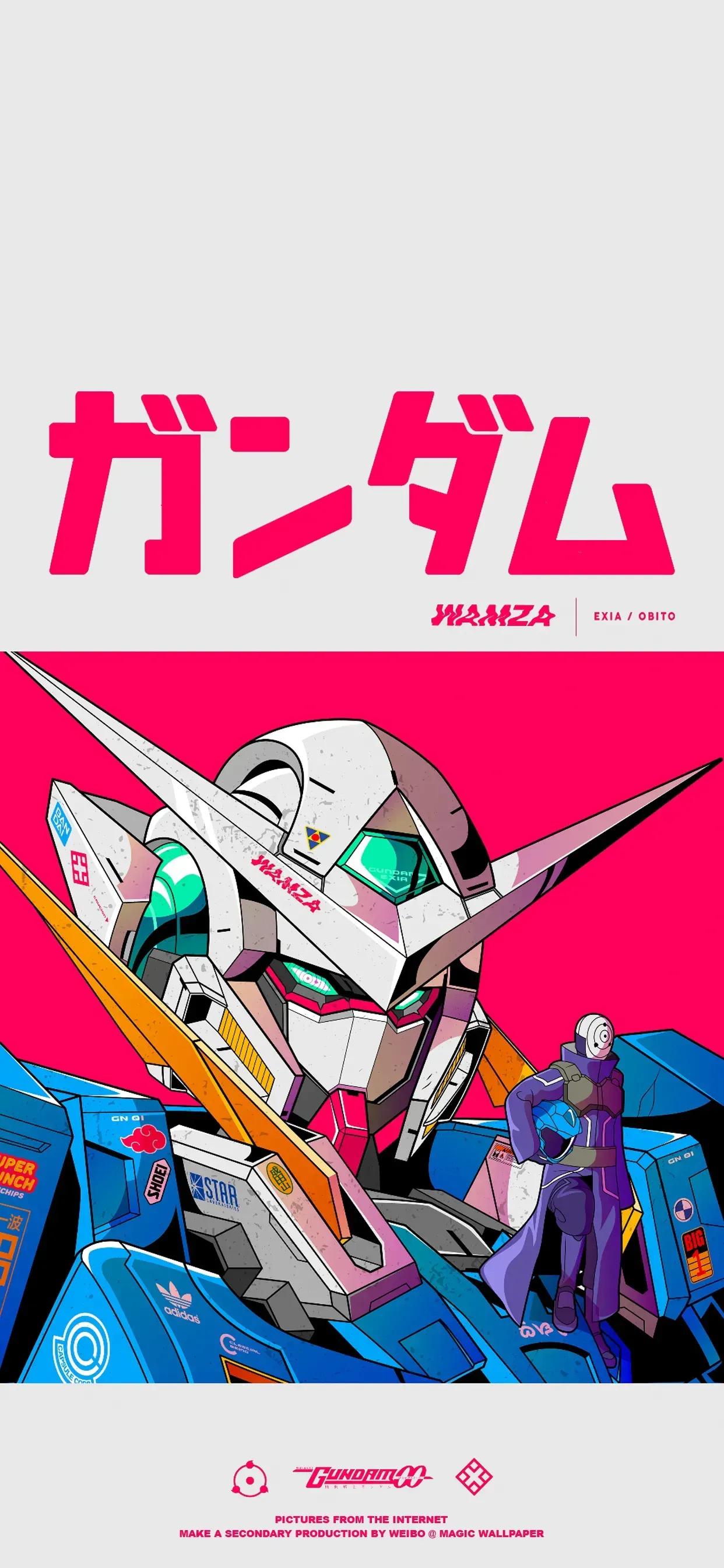 Illustration Gundam Gundam 00 Exia Portrait Display Japanese Mechs Uchiha Obito Crossover Anime Boys 1242x2688