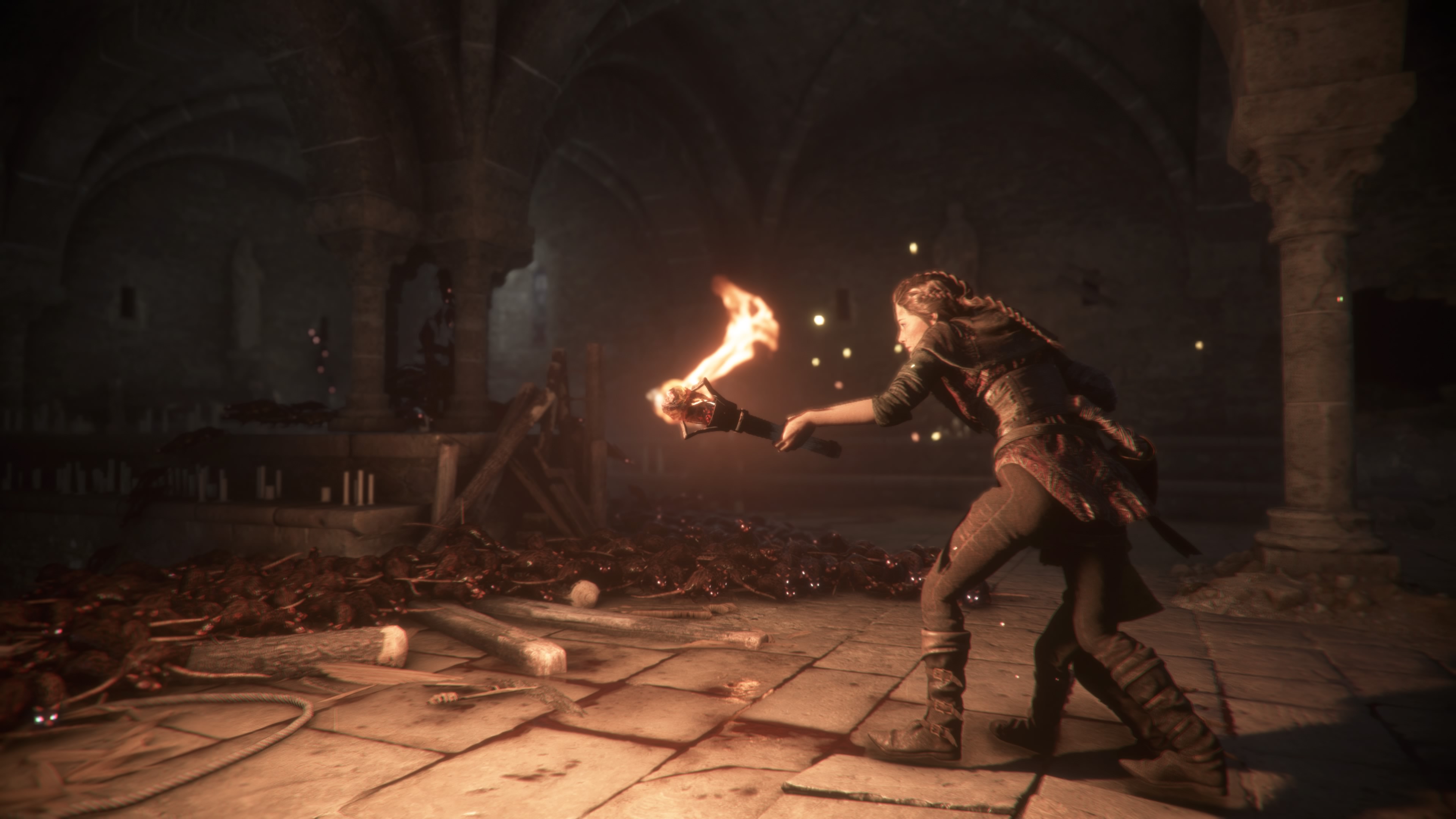 A Plague Tale Innocence Video Games CGi Video Game Girls Fire Video Game Characters Braided Hair Rat 3840x2160