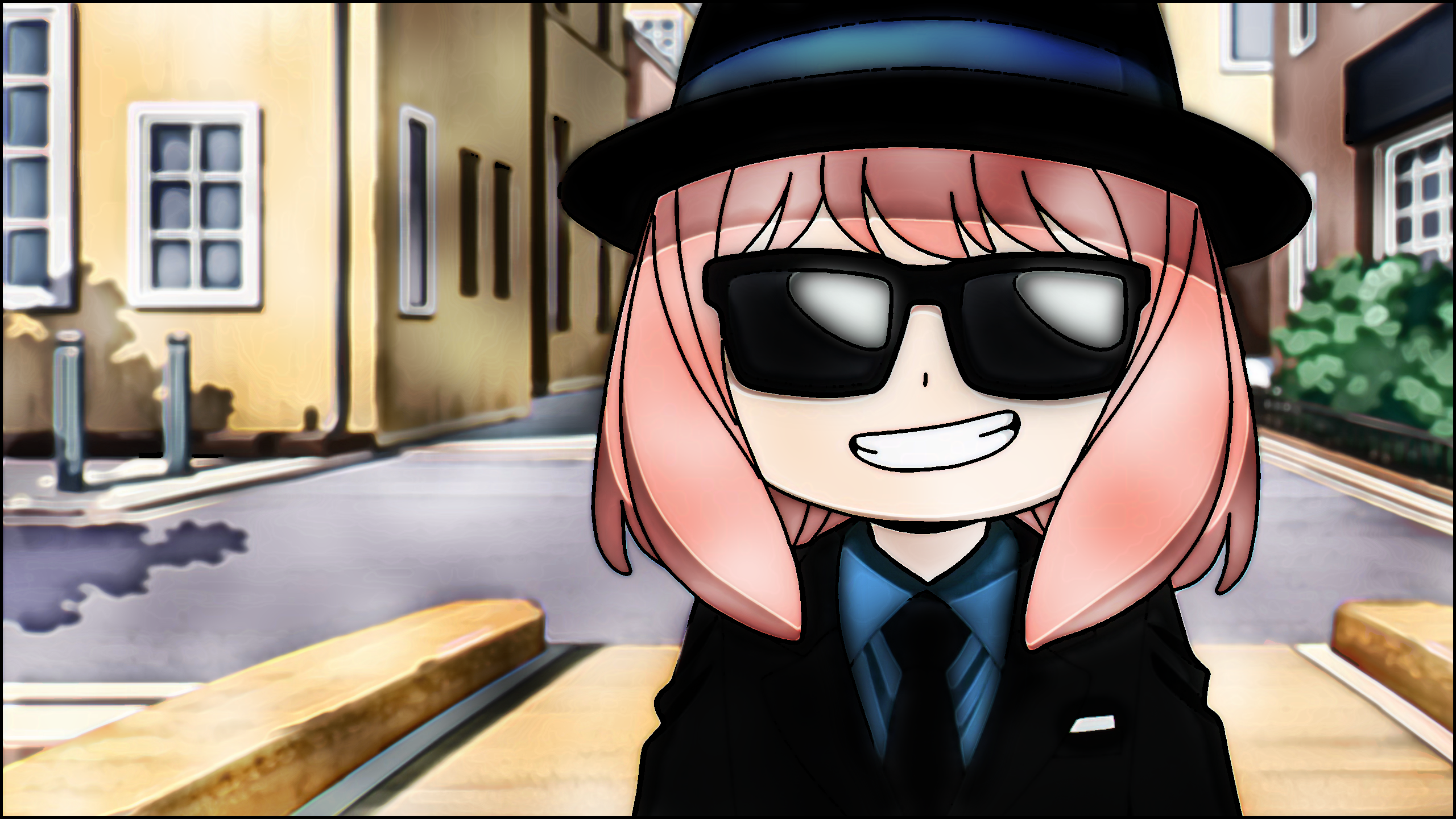 Anya Forger Spy X Family Anime Girls Sunglasses Hat Smiling Pink Hair 2560x1440