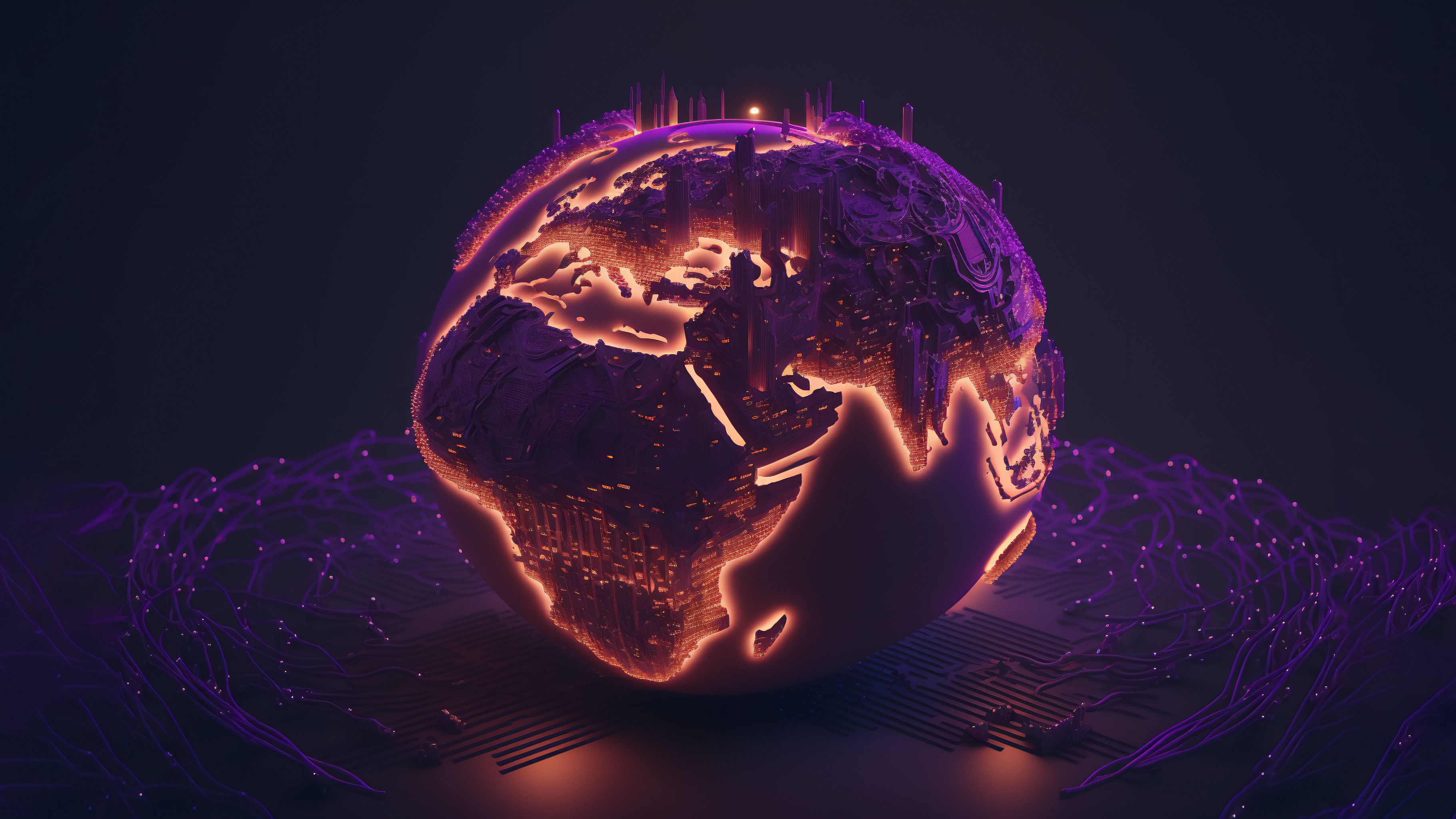 Ai Art Globes Glowing Minimalism 3640x2048