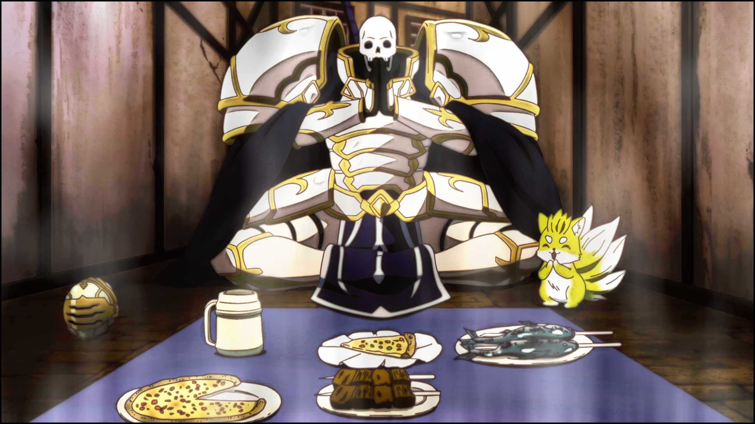 Skeleton Knight In Another World Isekai Anime Food Armor Anime Creatures 2560x1440