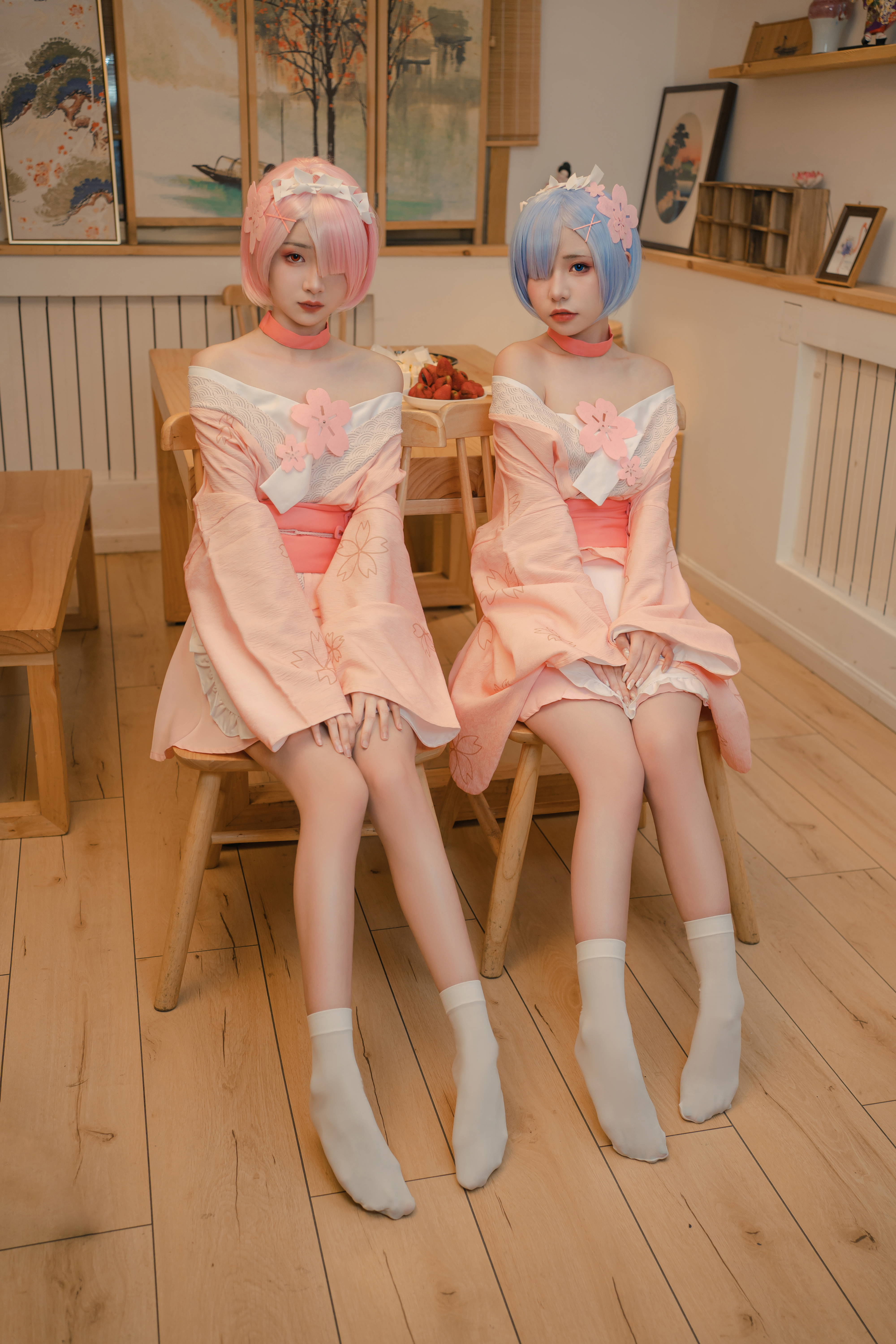 Two Women Pink Hair Blue Hair Anime Girls Rem Re Zero Ram Re Zero Re Zero Kara Hajimeru Isekai Seika 4000x6000