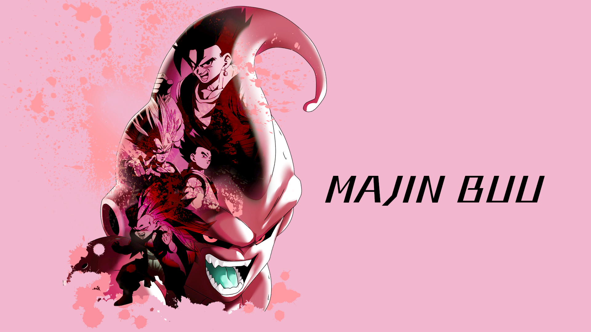 Dragon Ball Z Anime Boys Anime Men Majin Buu Simple Background Pink Background Minimalism Vegito Goh 1920x1080