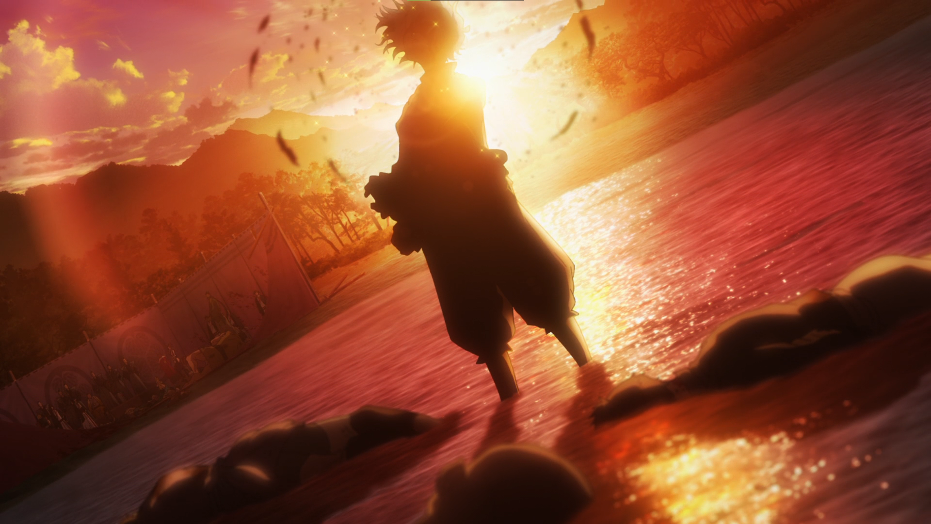 Hells Paradise Jigokuraku Gabimaru Water Sunset Sunset Glow Clouds Mountains Anime Anime Screenshot  1920x1080