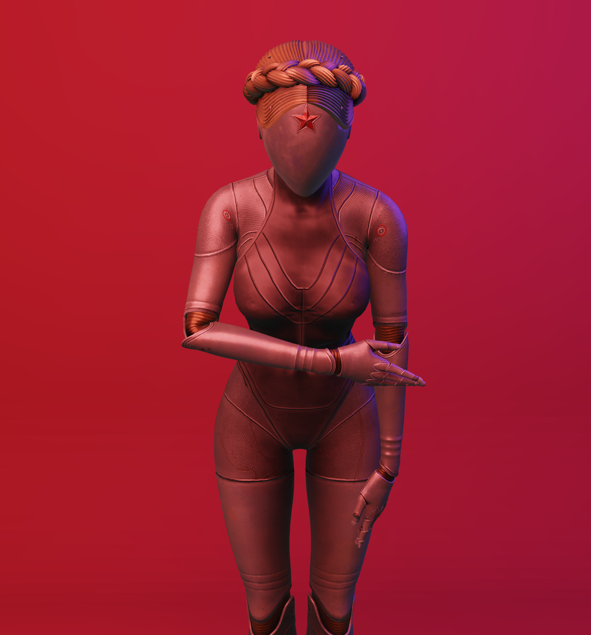 Atomic Heart Women Red RoBo Vertical Red Background Simple Background Minimalism 2290x2459