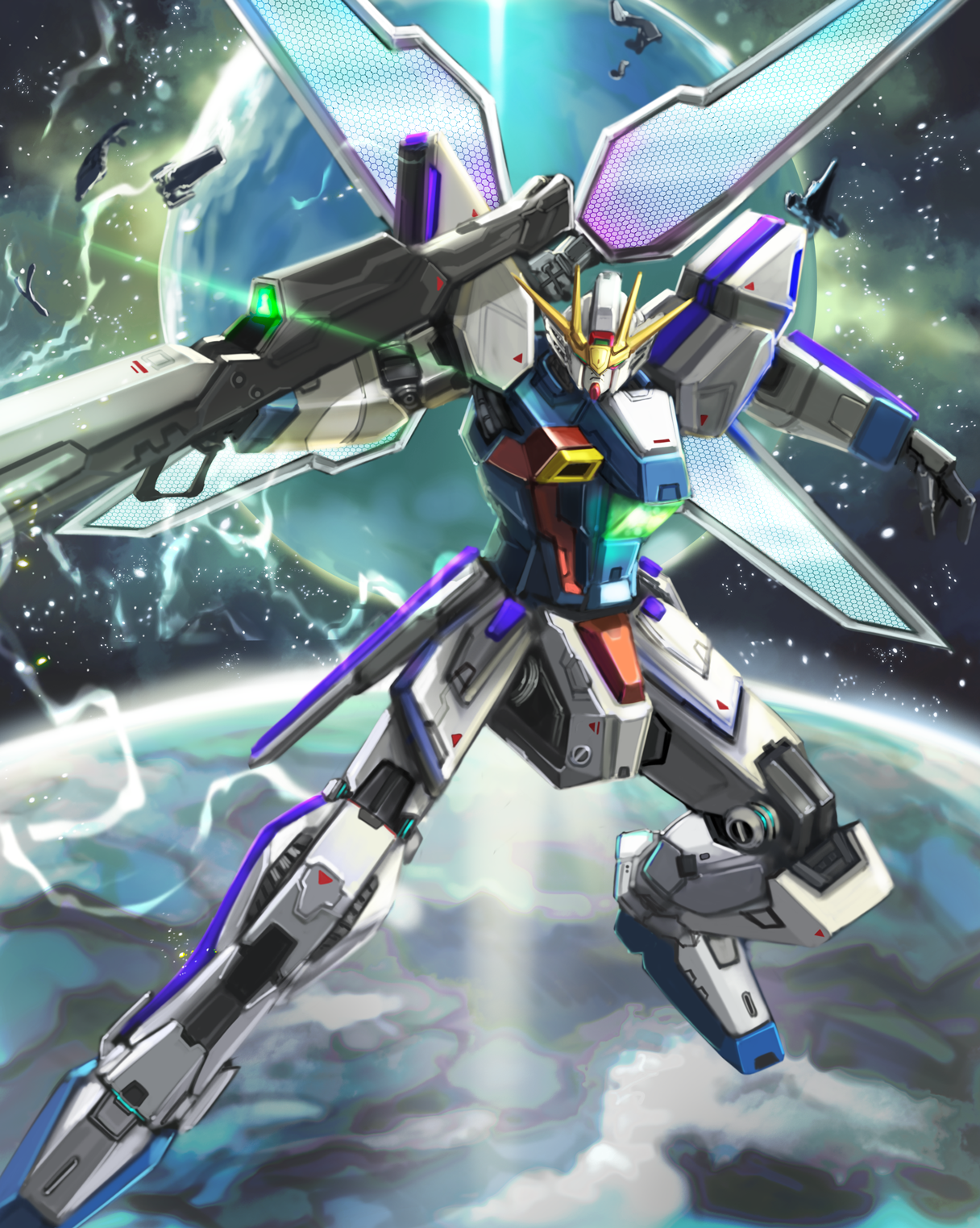 Gundam X After War Gundam X Gundam Anime Mechs Super Robot Taisen Artwork Digital Art Fan Art 1216x1523