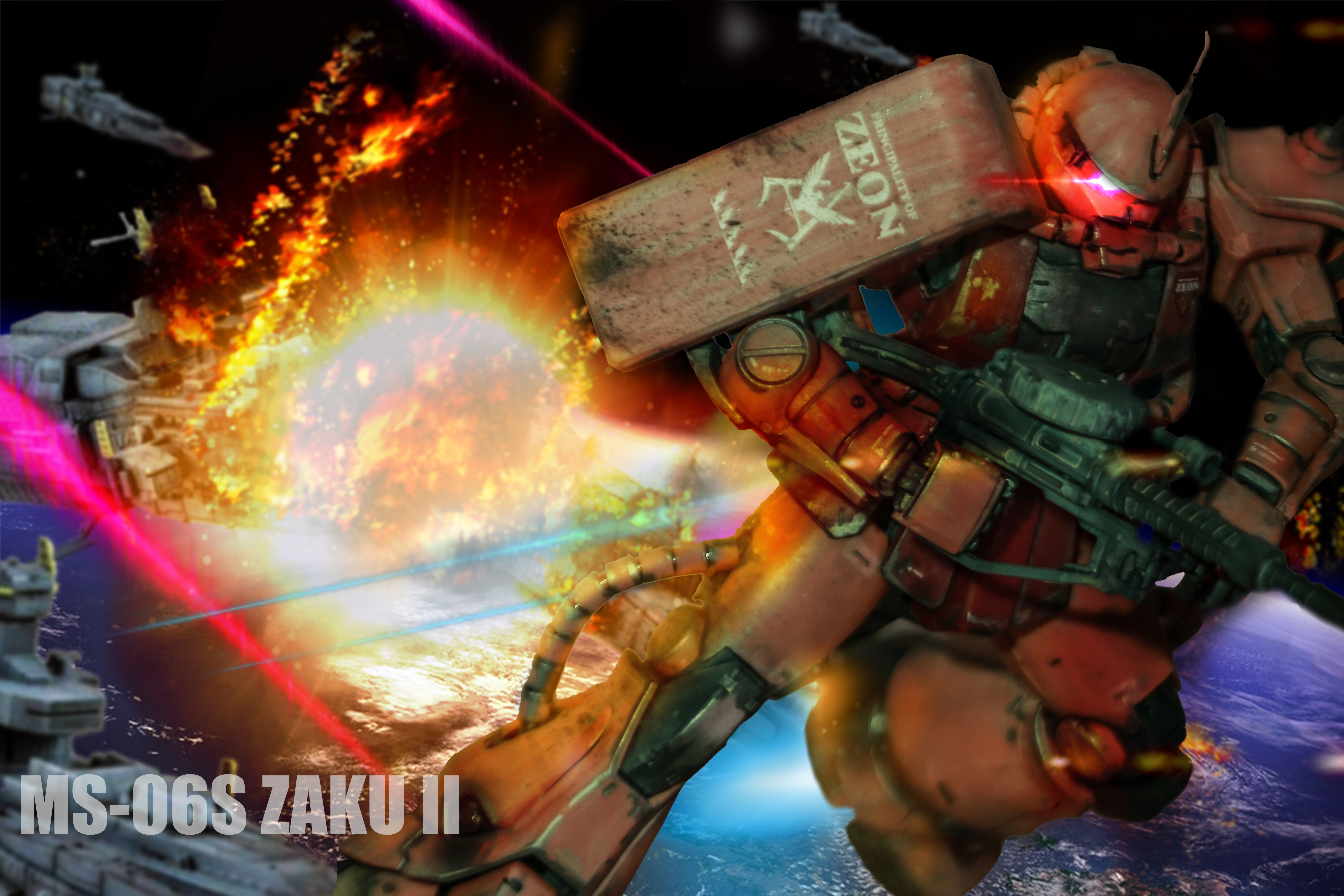 Zaku Ii Chars Custom Principality Of Zeon Anime Mechs Super Robot Taisen Mobile Suit Gundam Artwork  5472x3648