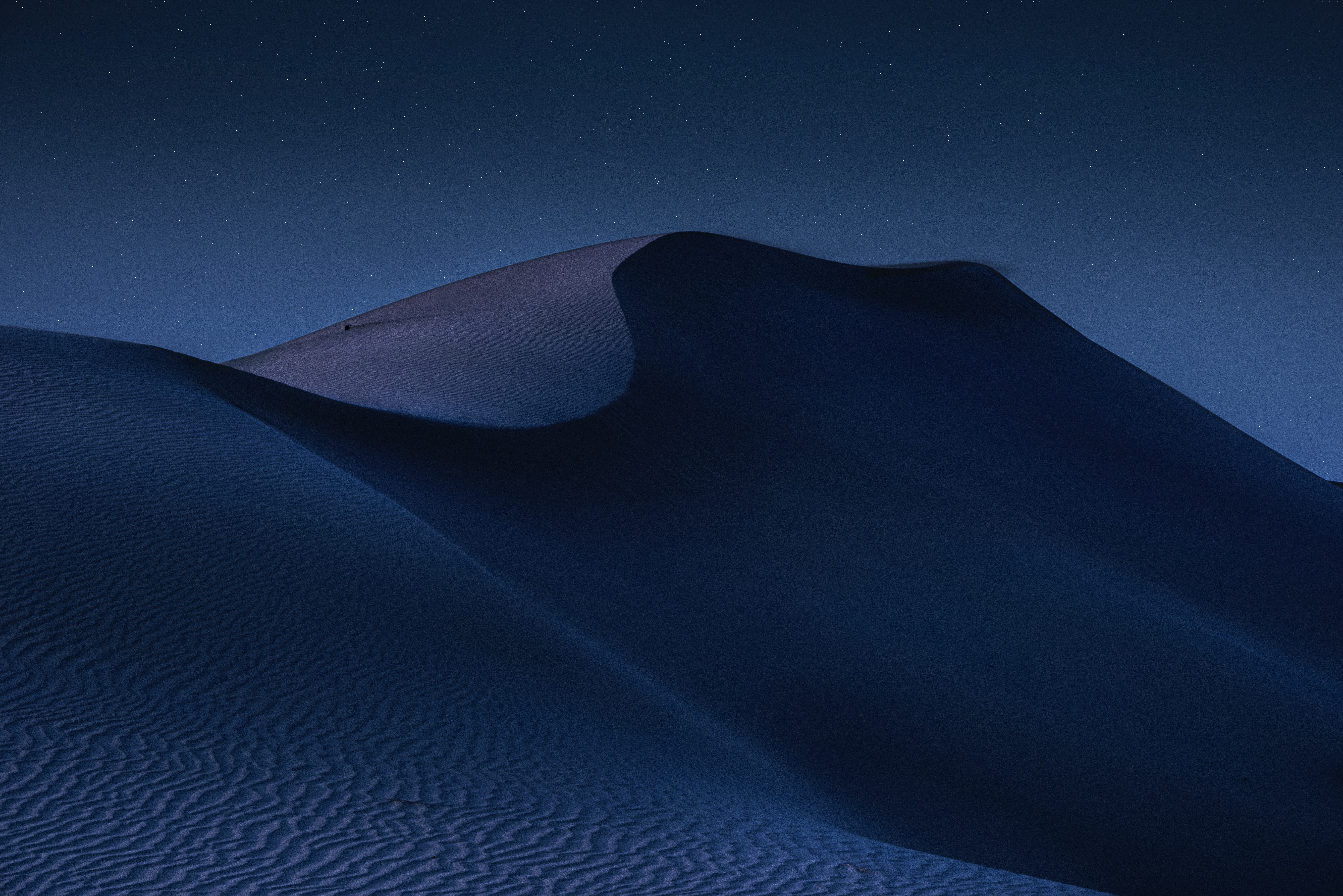 Desert Night Landscape Sky Blue Minimalism 5397x3602