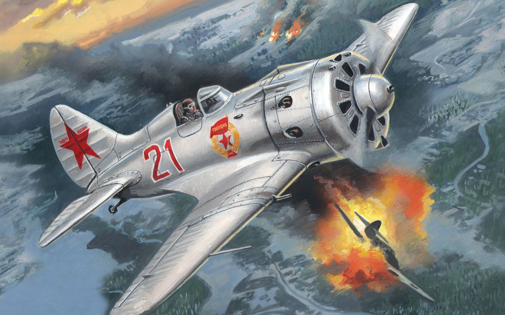 Aircraft Army Military Polikarpov I 16 Military Vehicle Smoke Explosion Artwork Flying Sky Dogfight 1680x1050