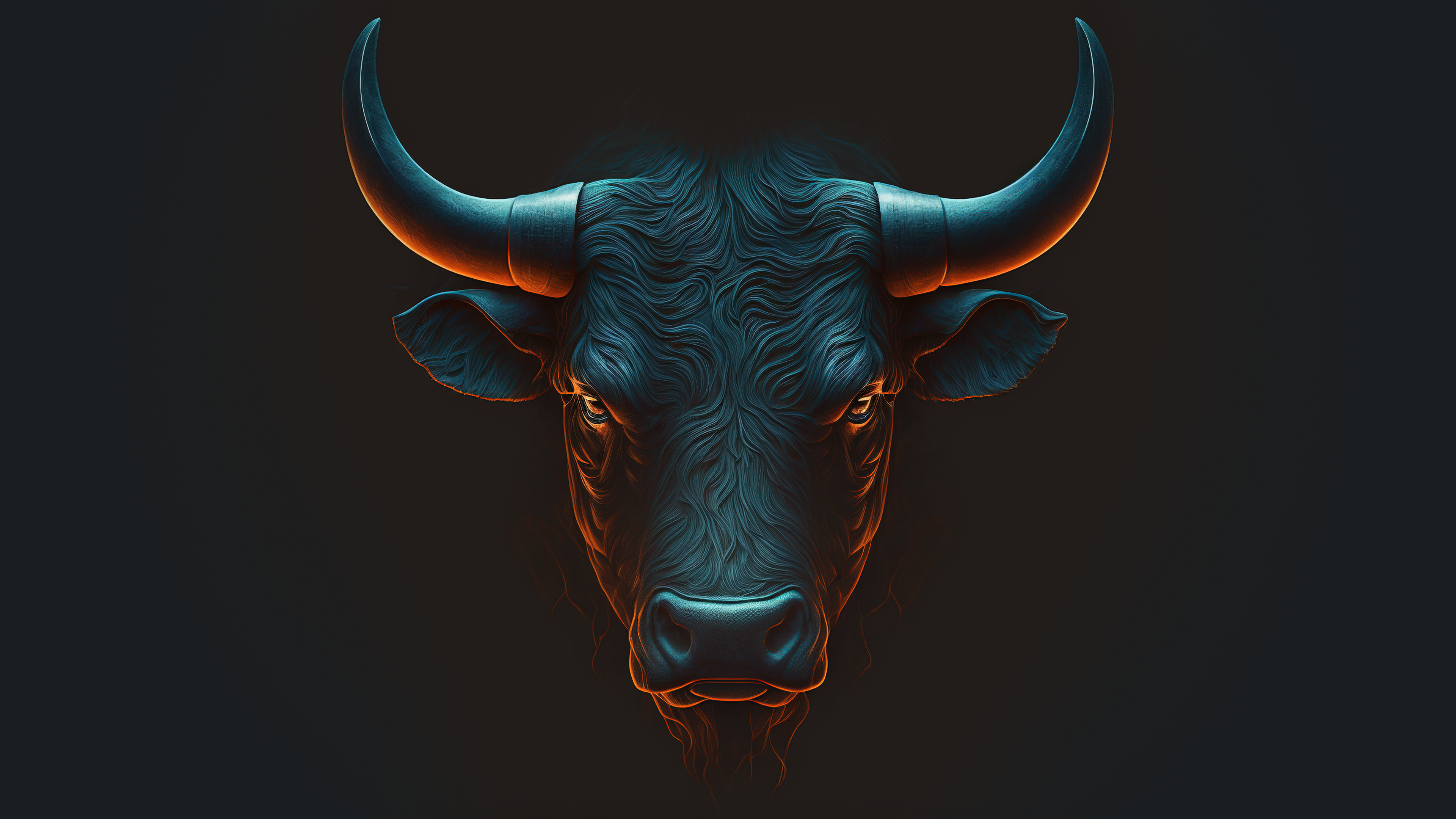 Bull Animals Ai Art Minimalism Simple Background 3840x2160