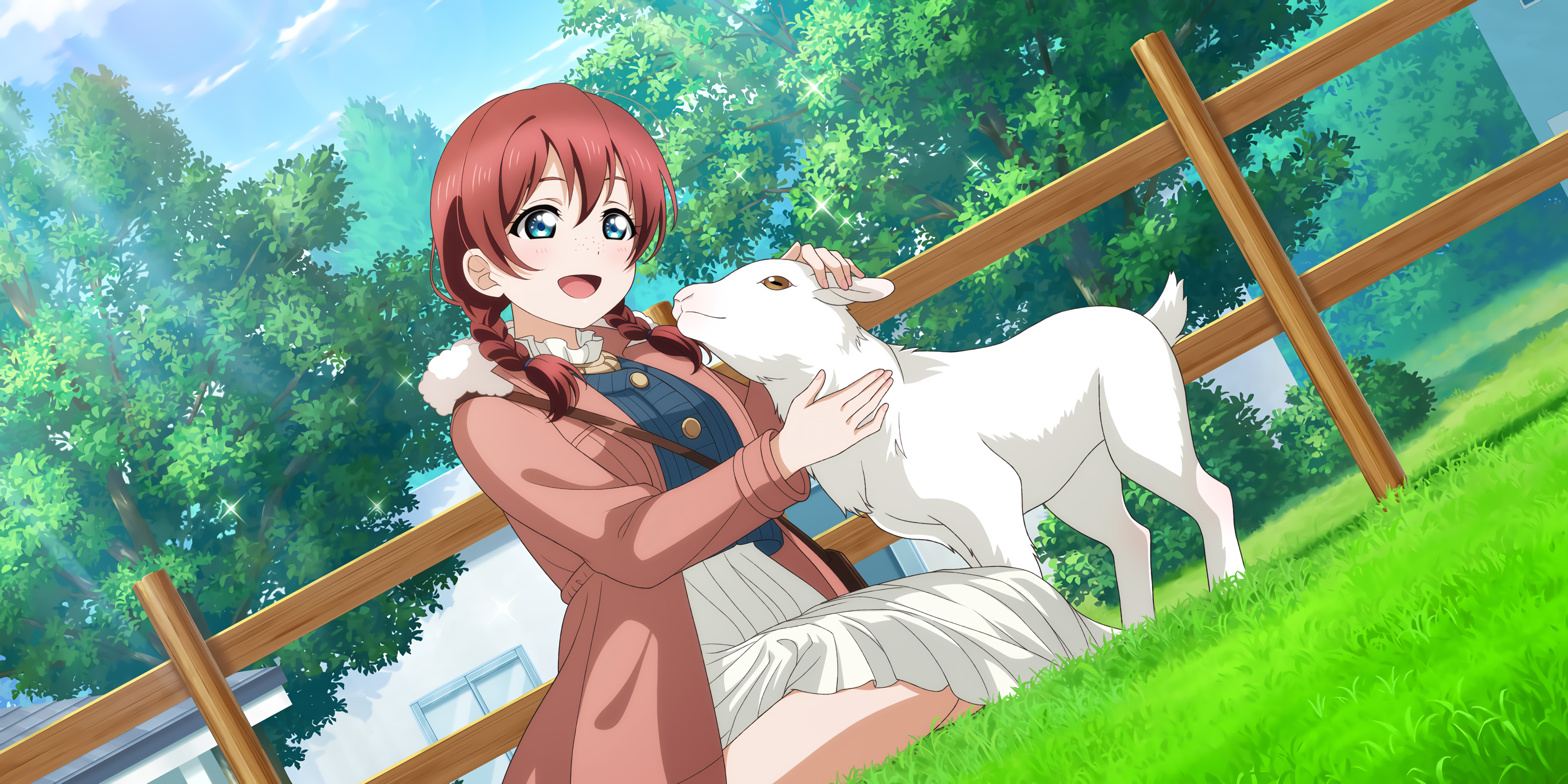 Emma Verde Love Live Nijigasaki High School Idol Club Love Live Anime Anime Girls Animals Grass Brai 3600x1800
