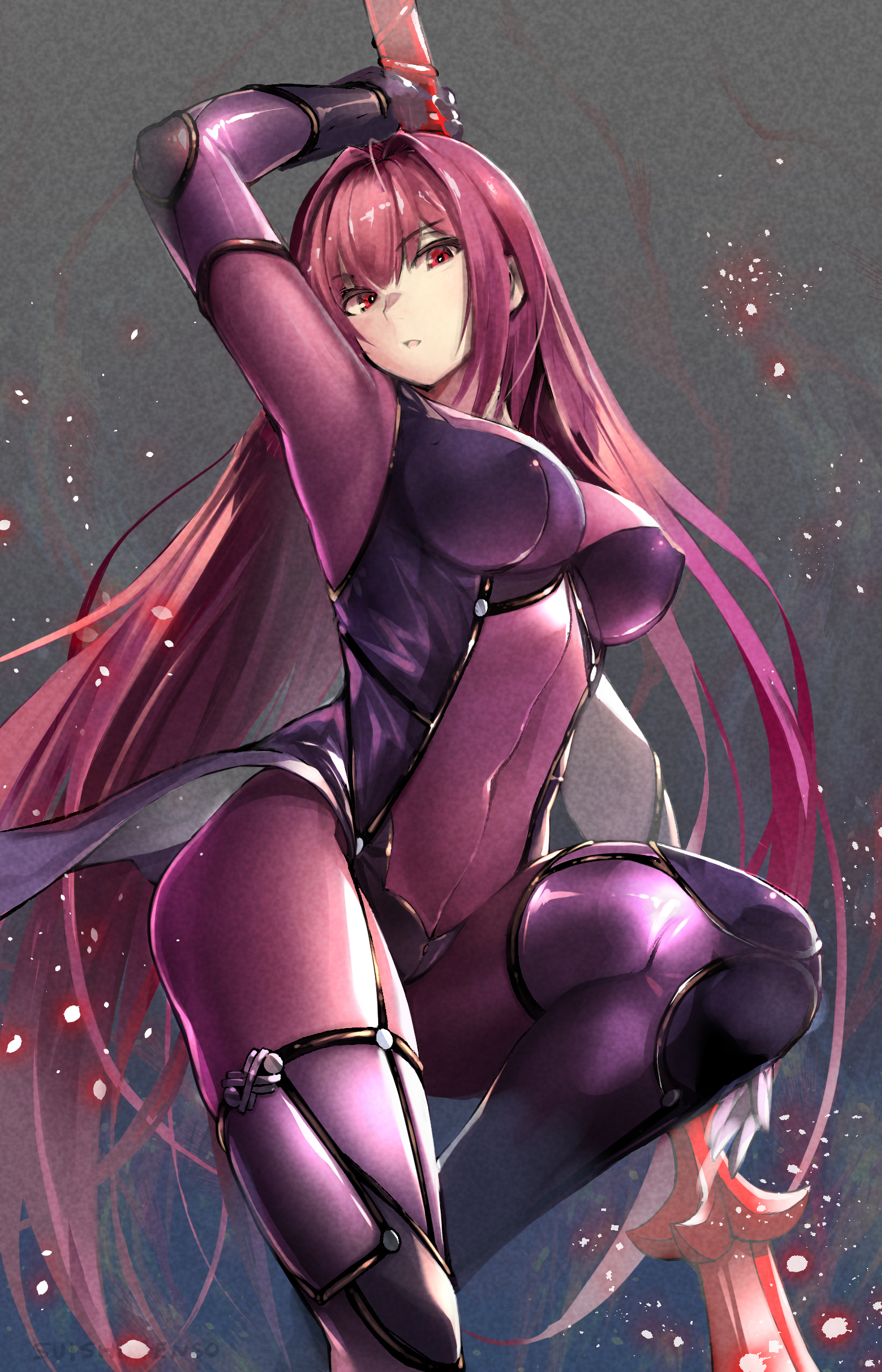 Anime Anime Girls Fate Series Fate Grand Order Scathach Long Hair Purple Hair Solo Artwork Digital A 1467x2282