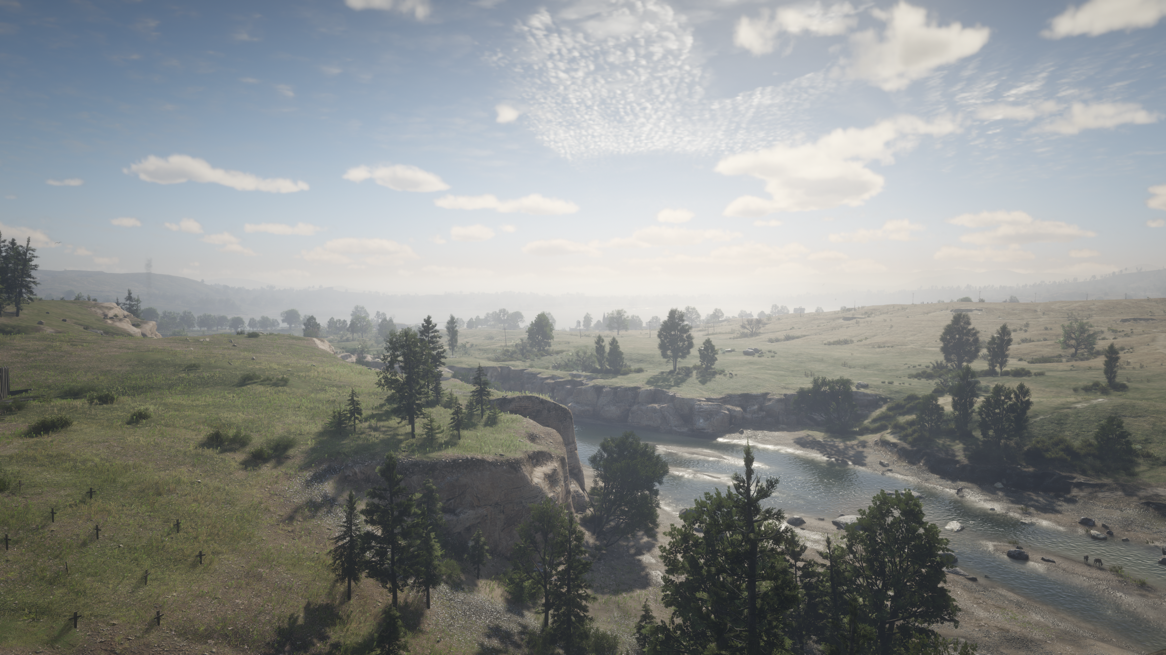 Red Dead Redemption 2 Nature Landscape Video Games Trees Sky Clouds Water Simple Background Grass 3840x2160