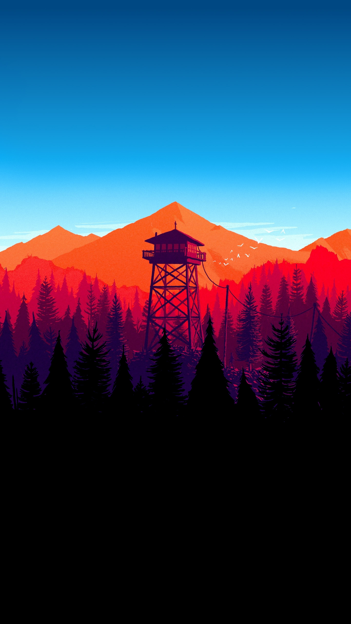Firewatch Video Games Cel Shaded Mountains Sky Minimalism Nature 1440x2560
