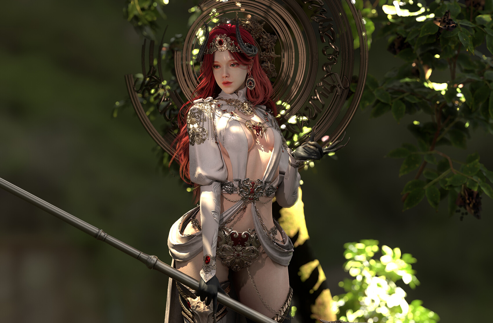 Digital Art Artwork Illustration Demon Fantasy Art Fantasy Girl Redhead Demon Horns Horns Character  1700x1113