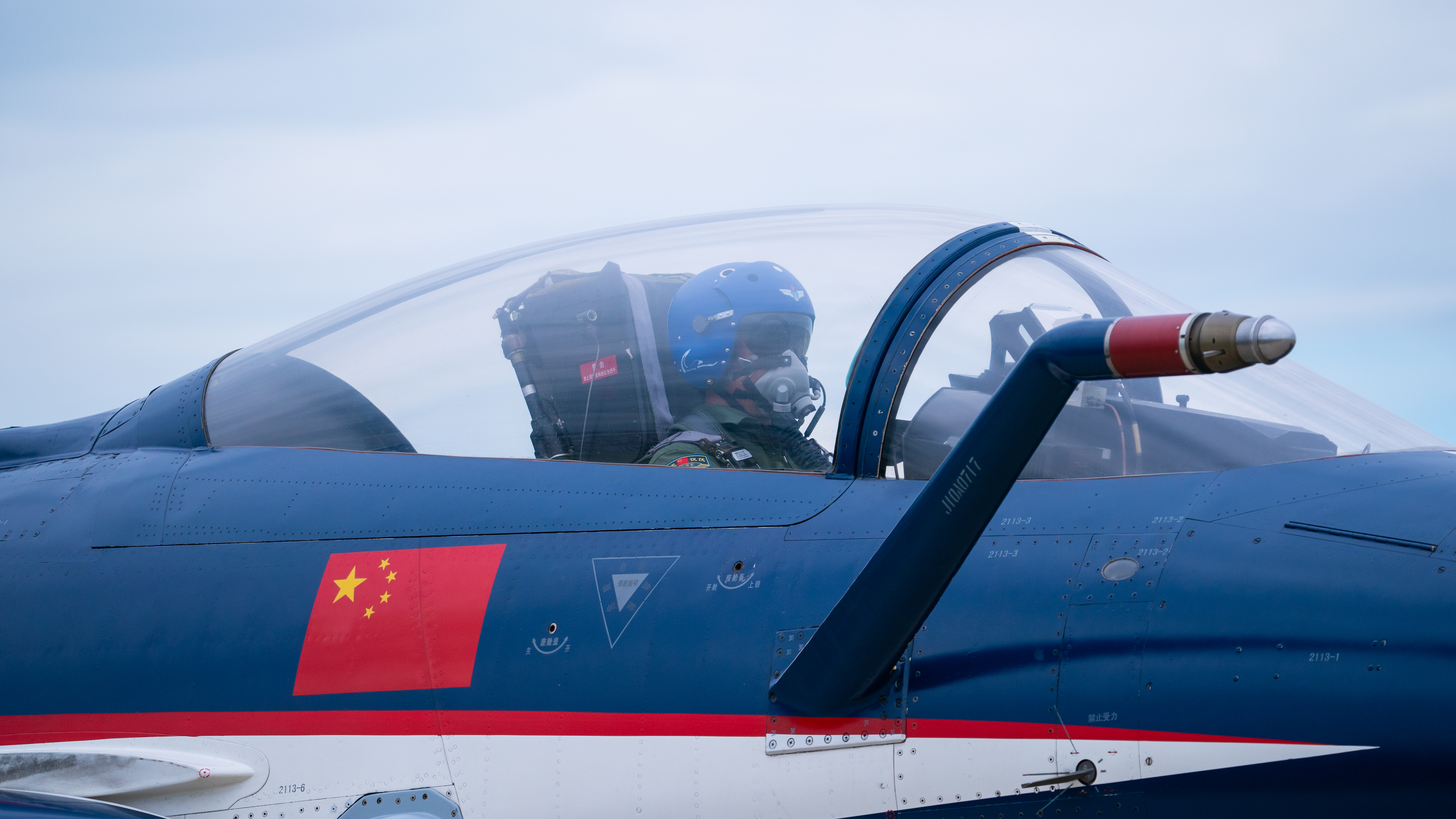 PLAAF Chengdu J 10 Military Vehicle Pilot Military Aircraft Clouds Sky Helmet Flag Chinese Flag 3840x2160