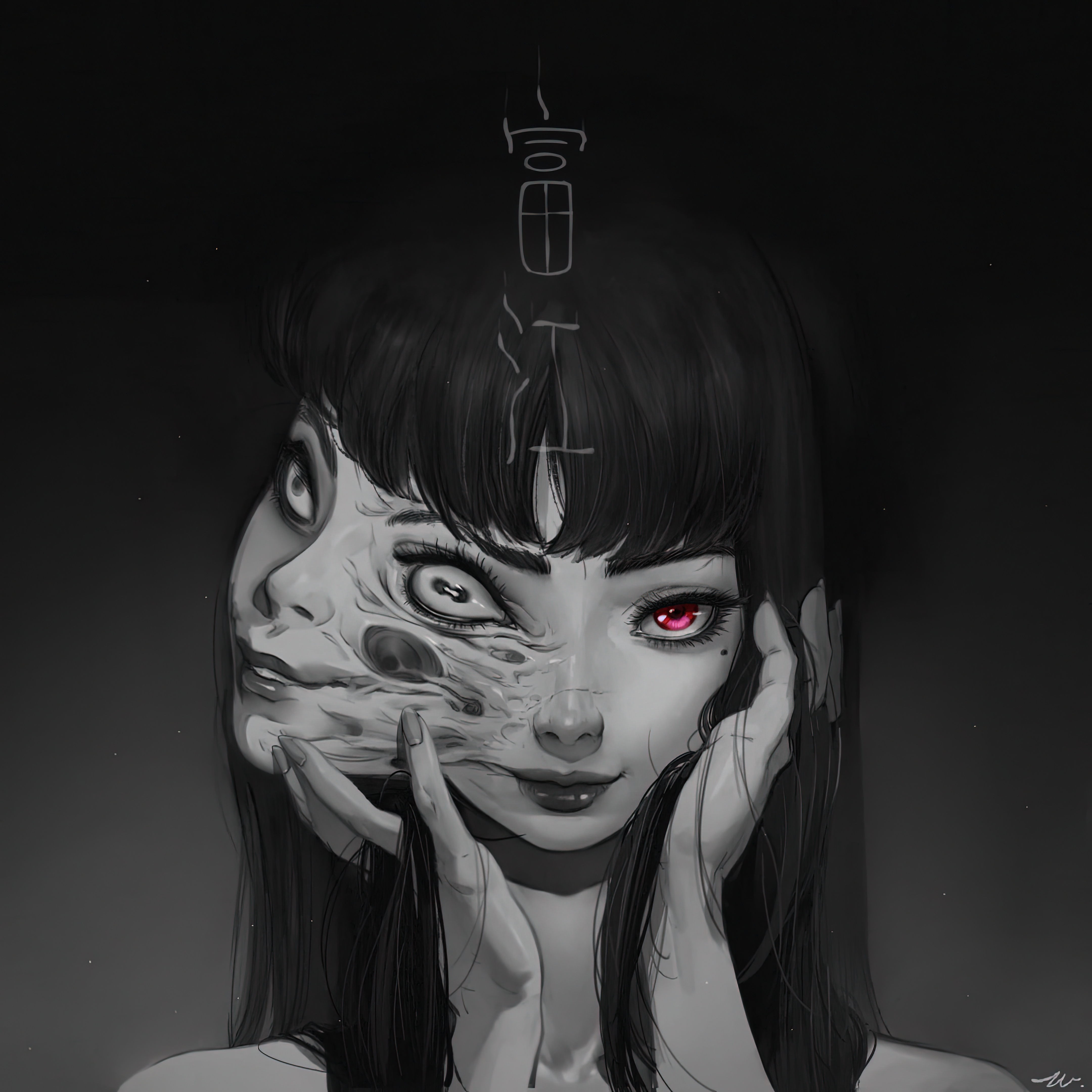 Two Face Horror Anime Horror Minimalism Tomie Kawakami Junji Ito 4320x4320