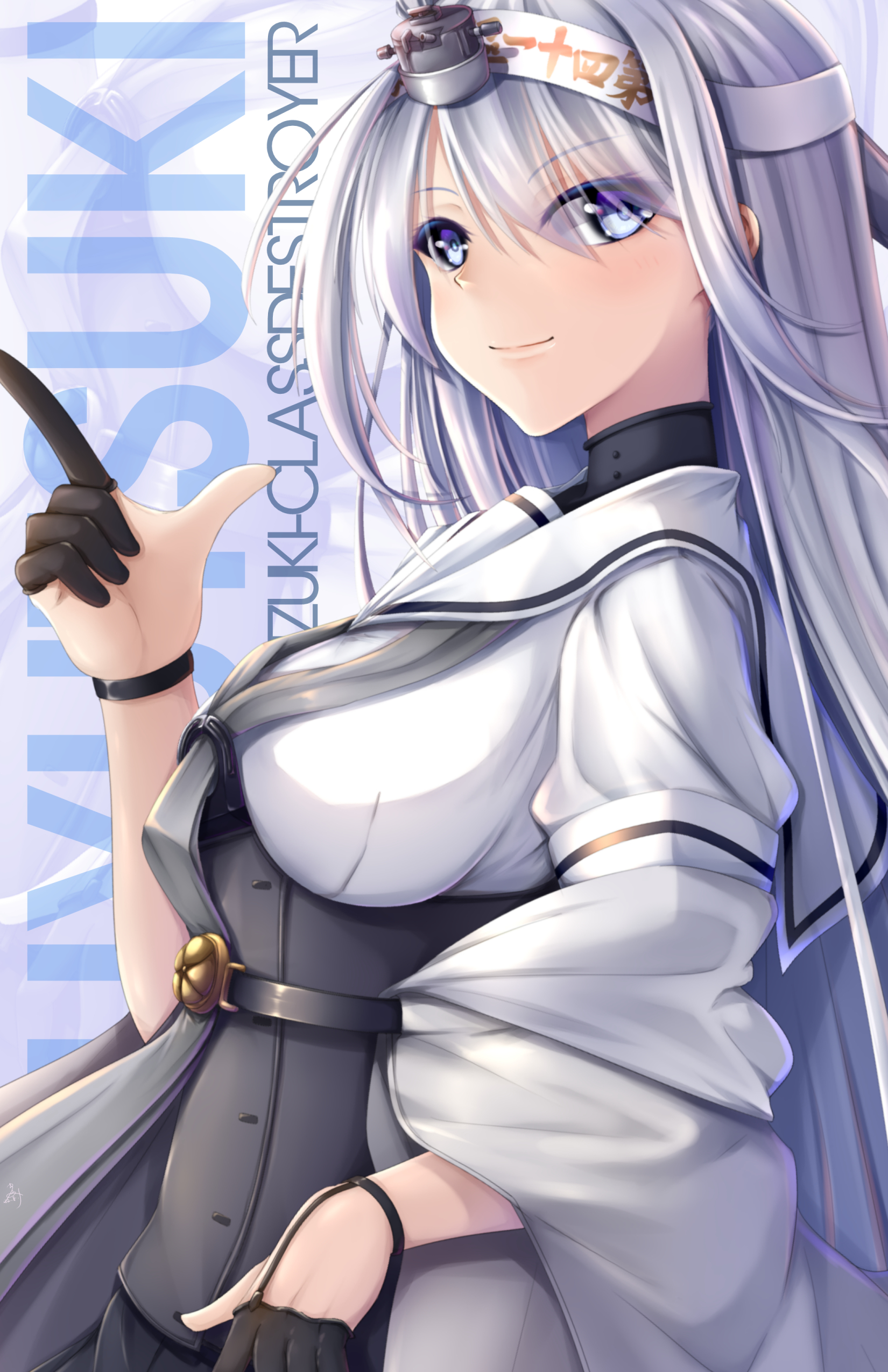 Anime Anime Girls Kantai Collection Fuyutsuki KanCole Long Hair White Hair Solo Artwork Digital Art  1650x2550