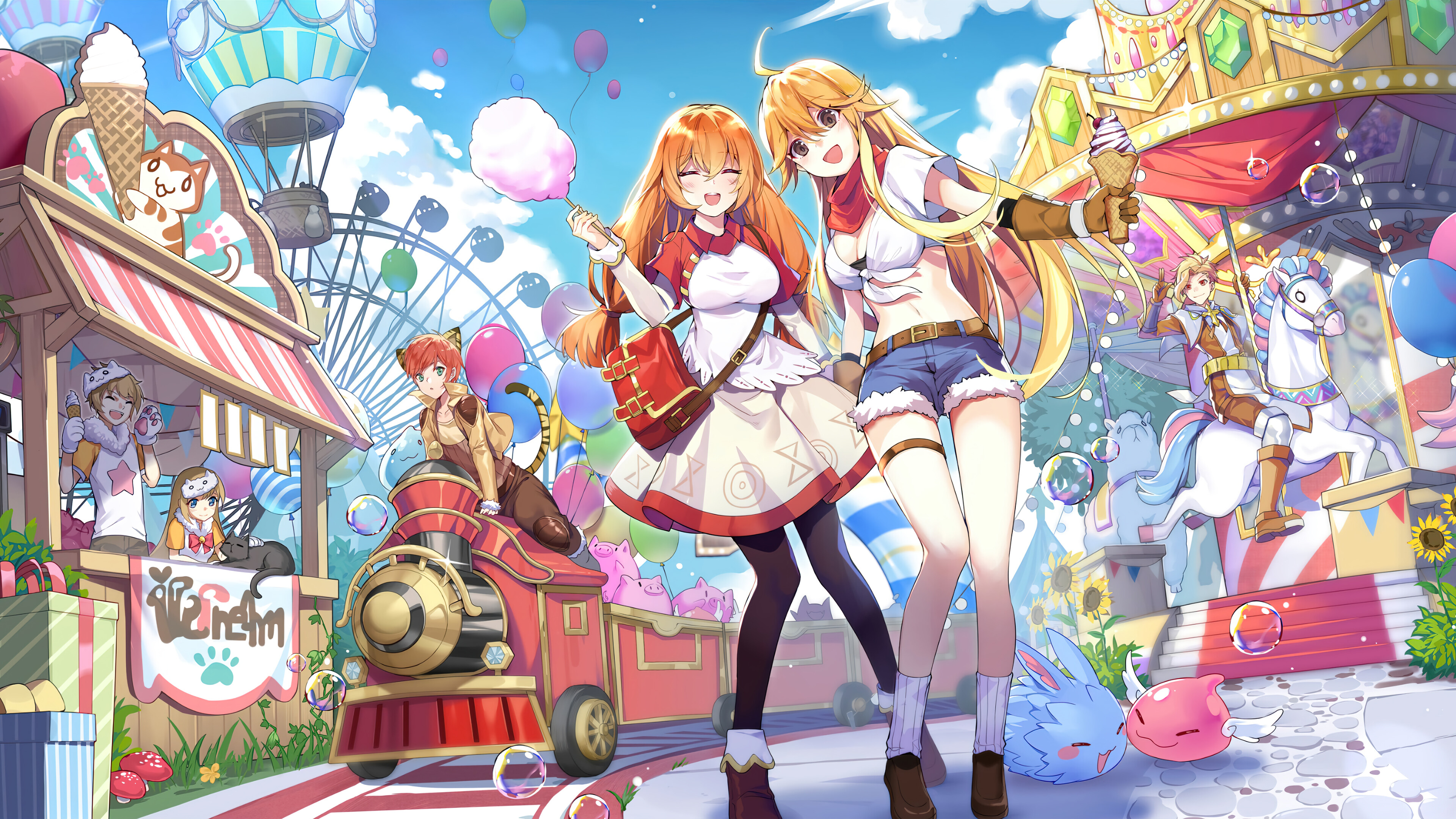 Anime Girls Ragnarok X Next Generation Video Games Train Ice Cream Cotton Candy 3840x2160