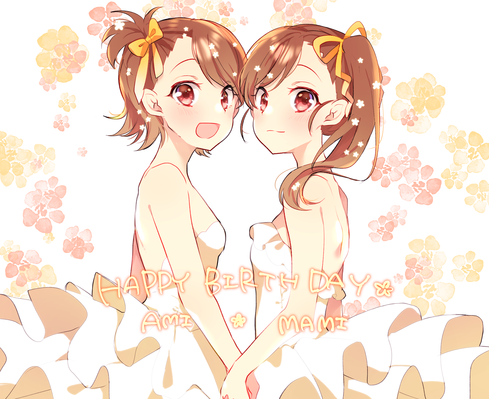 Anime Anime Girls THE IDOLM STER Futami Ami Futami Mami Long Sleeves Brunette Twins Two Women Artwor 1883x1537
