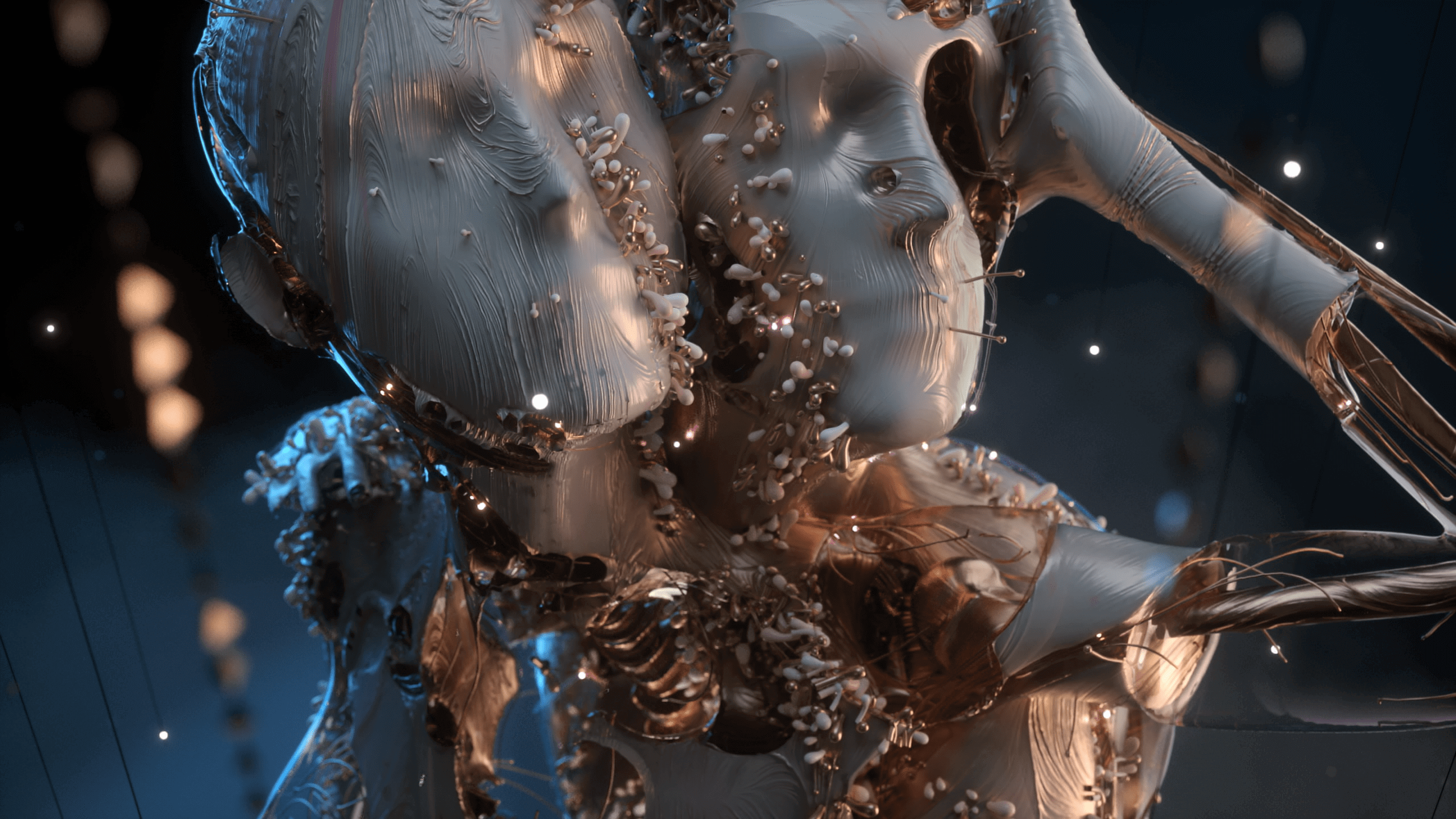 Artwork CGi 3D Abstract Digital Art Cinema4D Robot Blurred Blurry Background Closeup 2560x1440