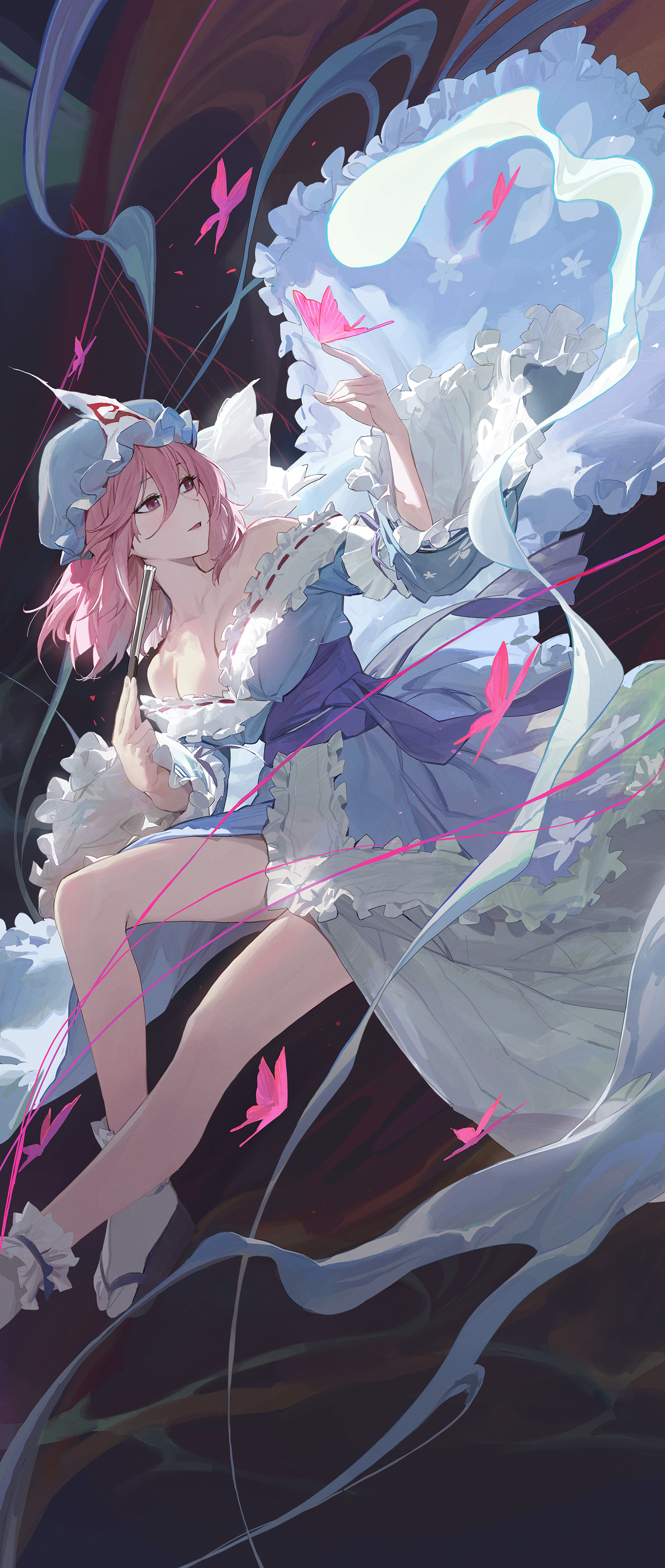 Anime Anime Girls Touhou Saigyouji Yuyuko Pink Hair Butterfly 1500x3537