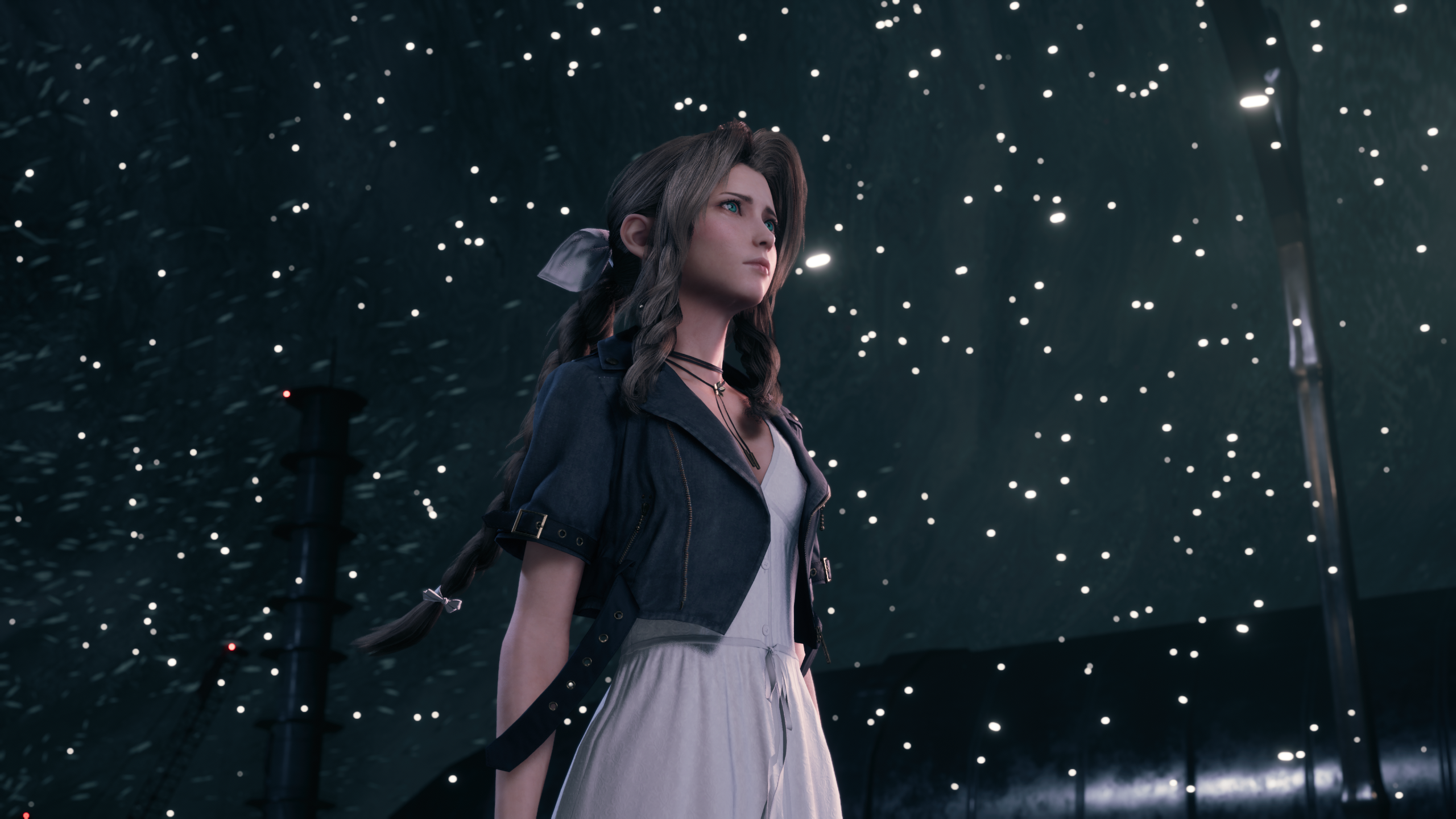 Final Fantasy Vii Remake Aerith Gainsborough Dress Video Games Braids Video Game Characters CGi Vide 2560x1440