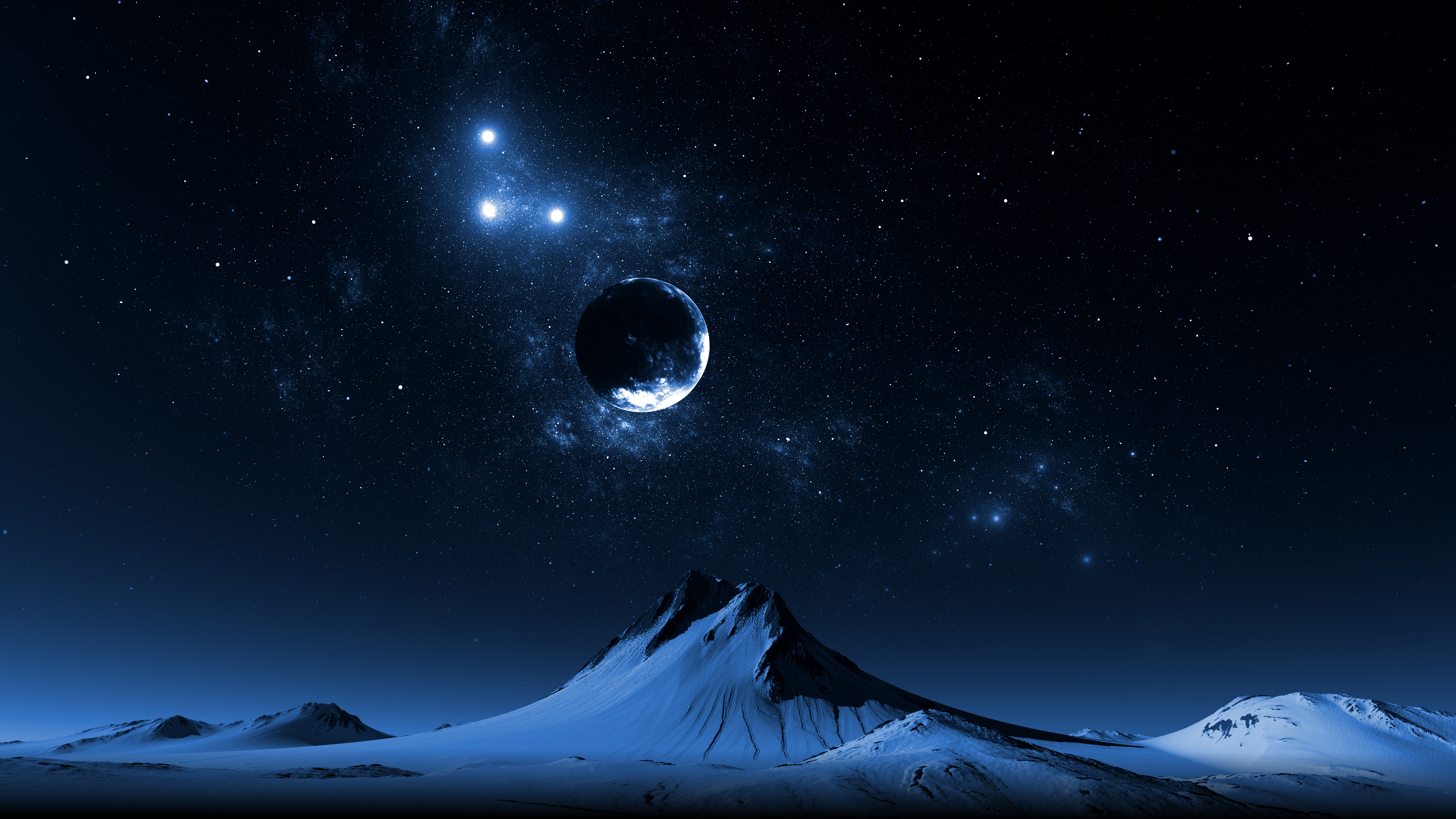 Hypnoshot Digital Digital Art Artwork Illustration Nature Nightscape Landscape Galaxy Stars Mountain 3840x2160