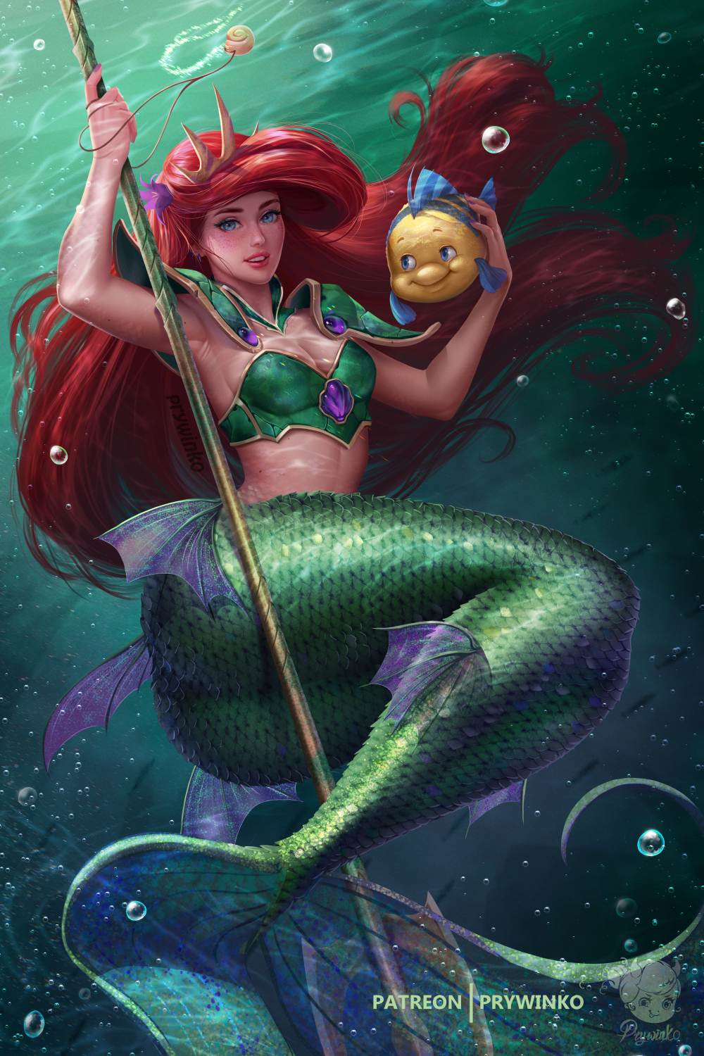 Disney The Little Mermaid Ariel Disney Vertical Mermaids Prywinko Underwater Bubbles Redhead Blue Ey 1000x1500