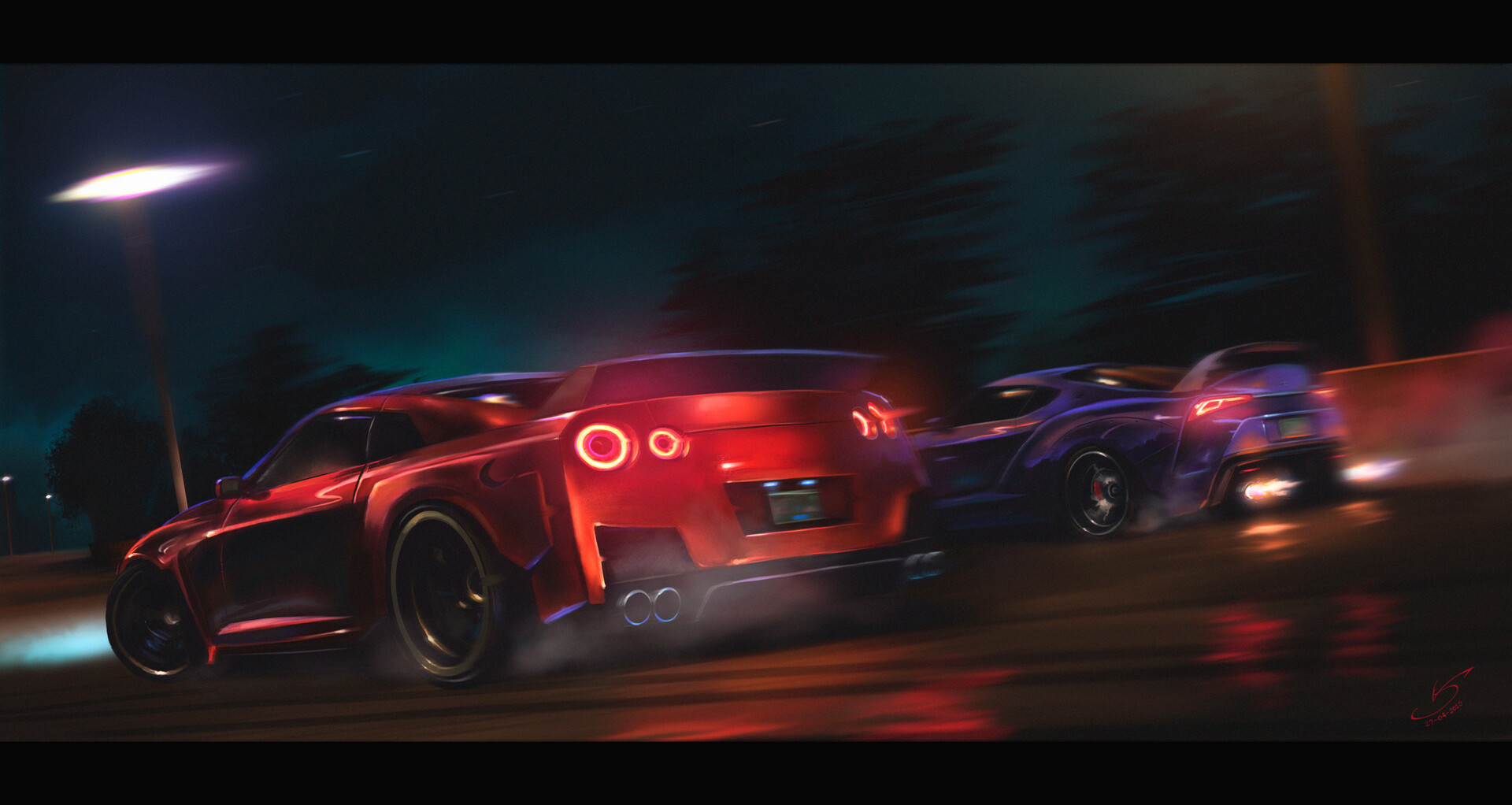 Need For Speed Hot Pursuit Car Road Night Widebody Toyota Supra Racing Artwork Video Game Art 1920x1022