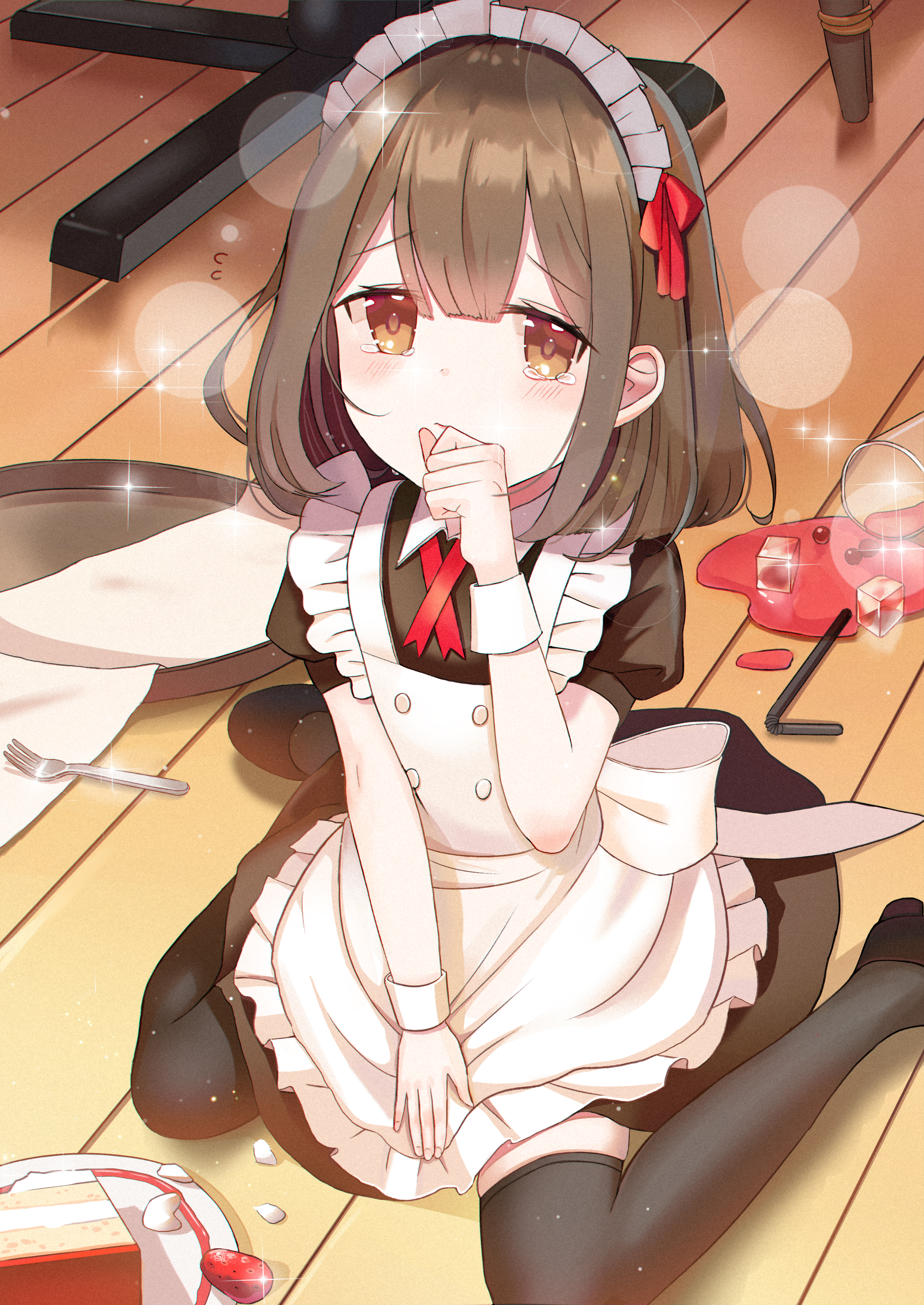 Anime Anime Girls Maid Outfit Vertical Maid Fork Strawberries 2508x3541