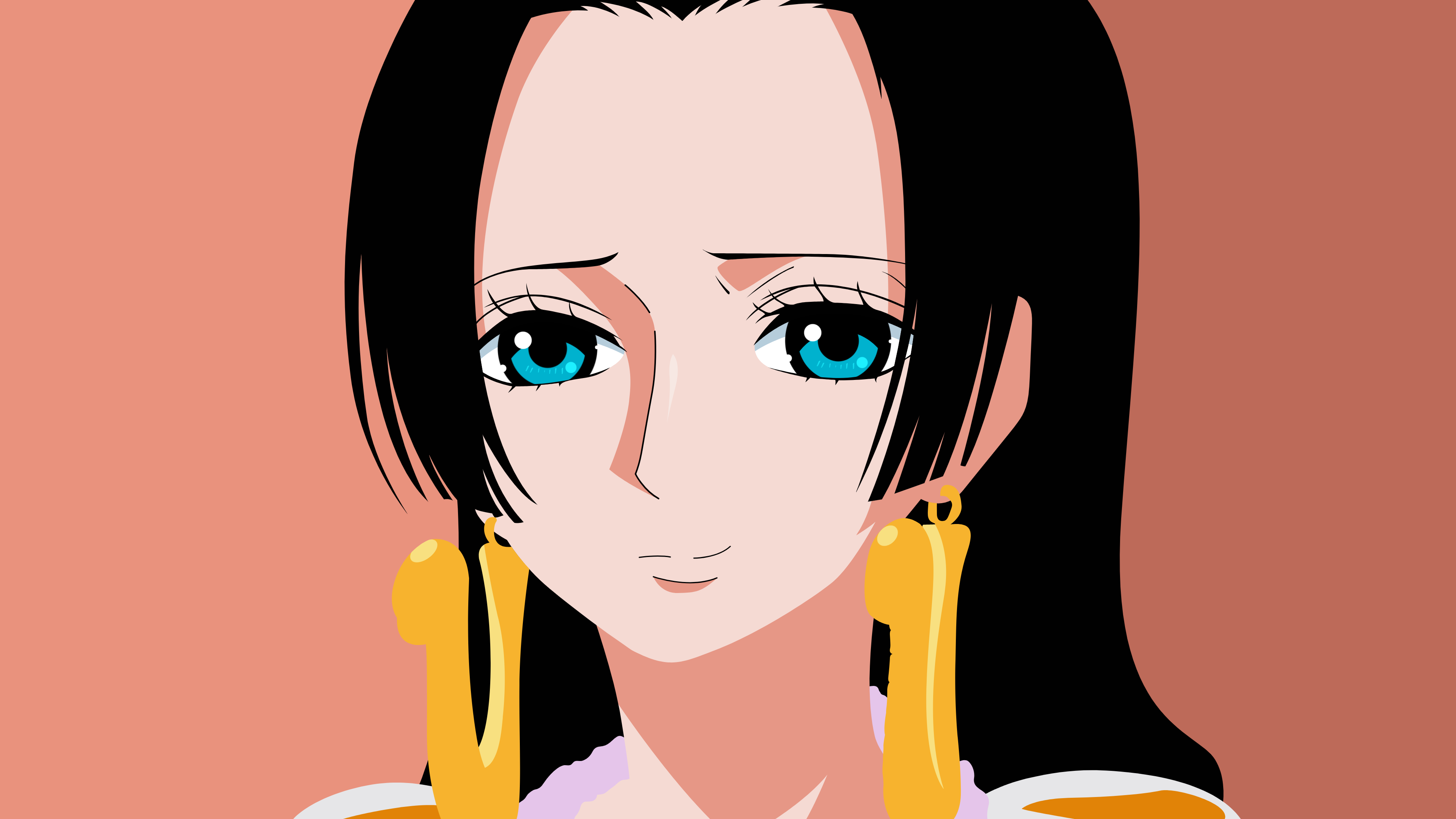 Anime Girls One Piece Boa Hancock Minimalism Photoshopped Fan Art Simple Background Orange Backgroun 3840x2160