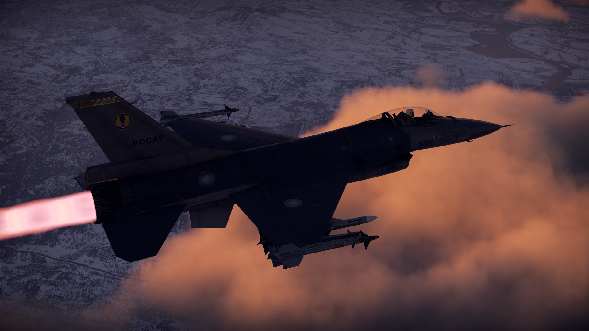War Thunder General Dynamics F 16 Fighting Falcon Taiwanese Air Force Jet Fighter Planes Sunset Vide 1920x1080