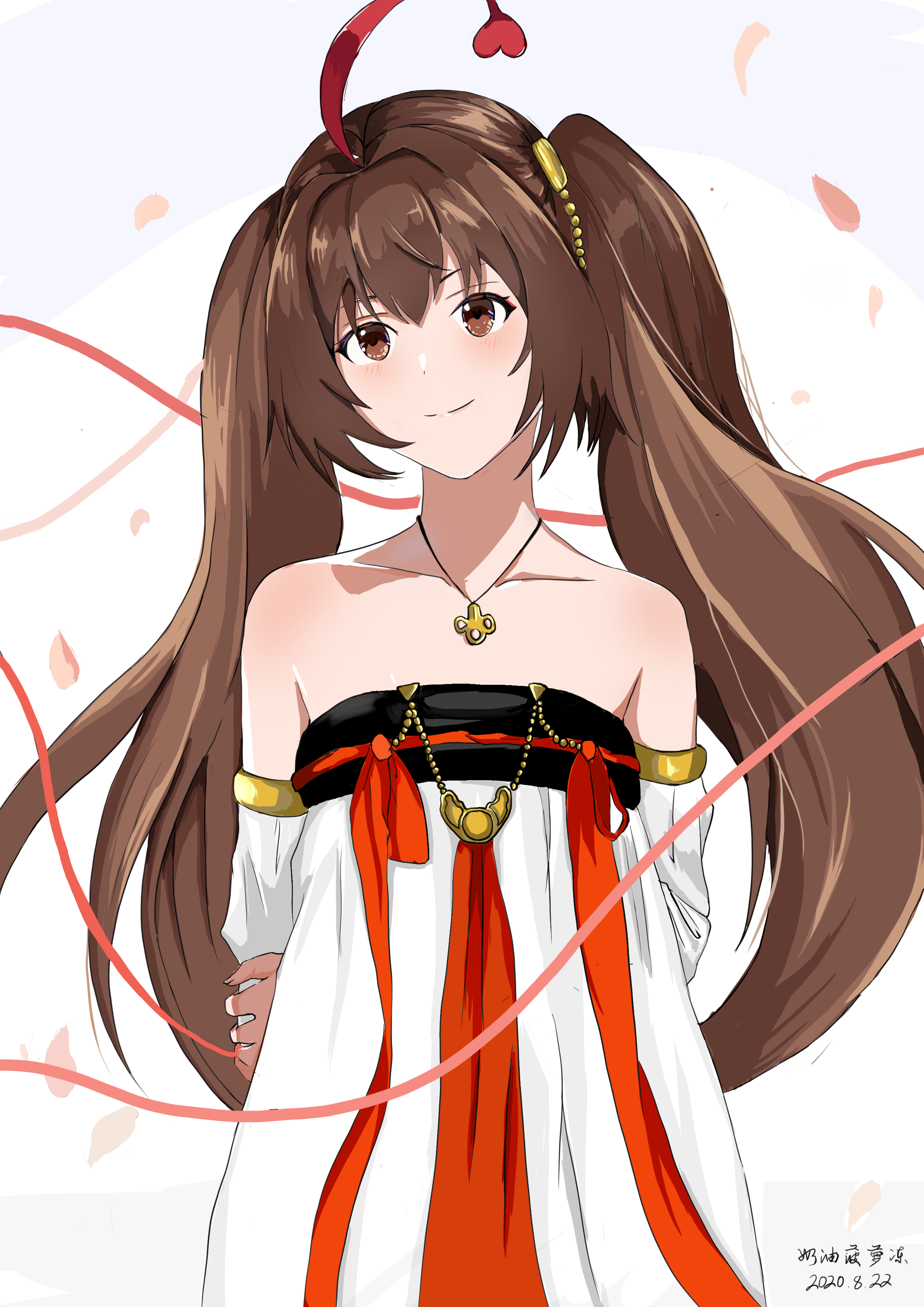 Anime Anime Girls Virtual Youtuber Shinka Musume Long Hair Brunette Artwork Digital Art Fan Art 2480x3508