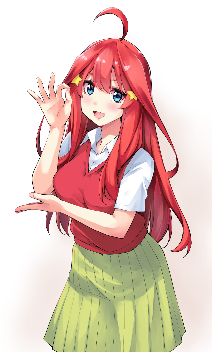 Anime Anime Girls 5 Toubun No Hanayome Nakano Itsuki Long Hair Redhead Solo Artwork Digital Art Fan  851x1413