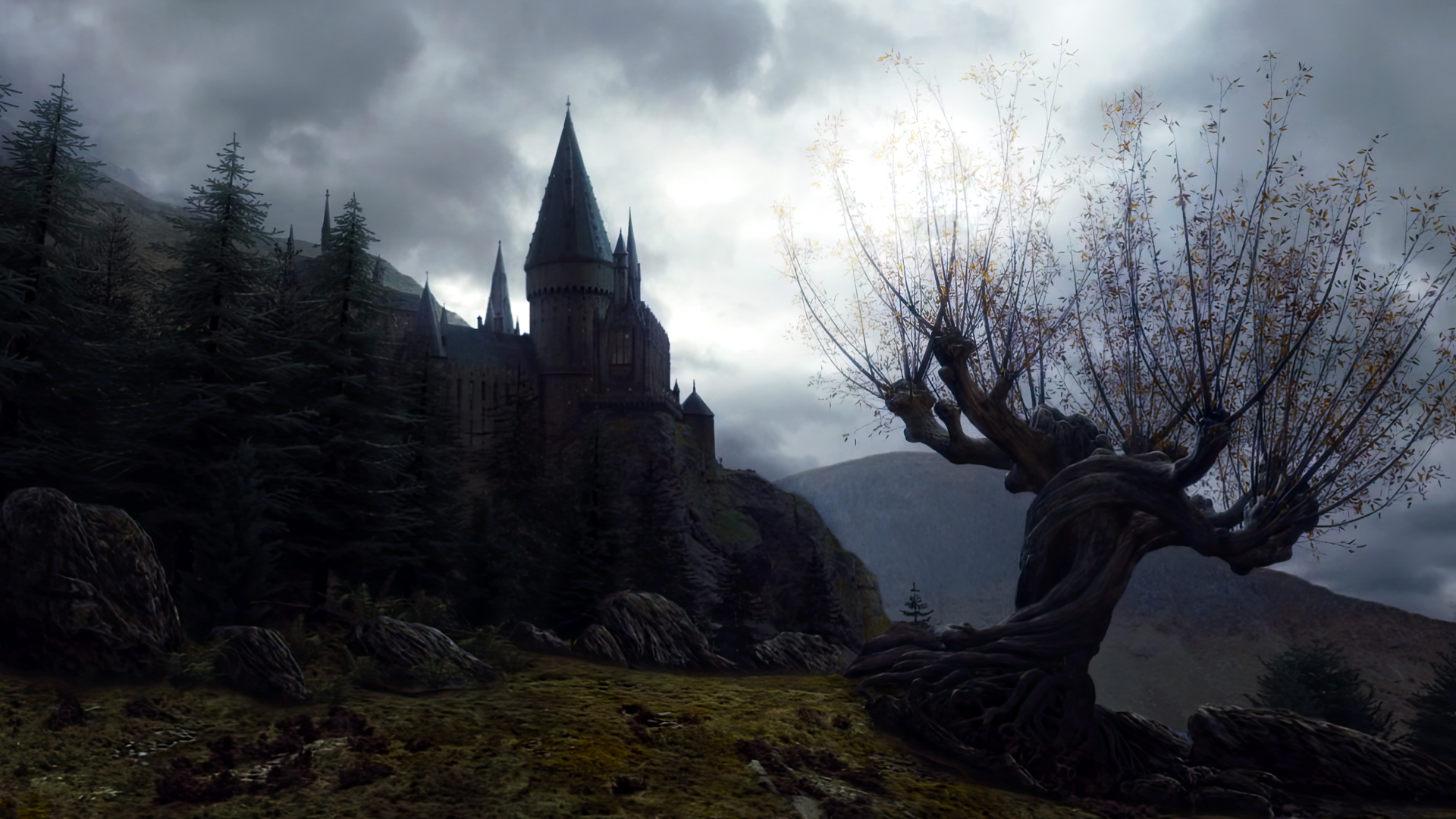 Harry Potter And The Prisoner Of Azkaban Movies Film Stills Hogwarts Whomping Willow Clouds Trees Ro 1920x1080