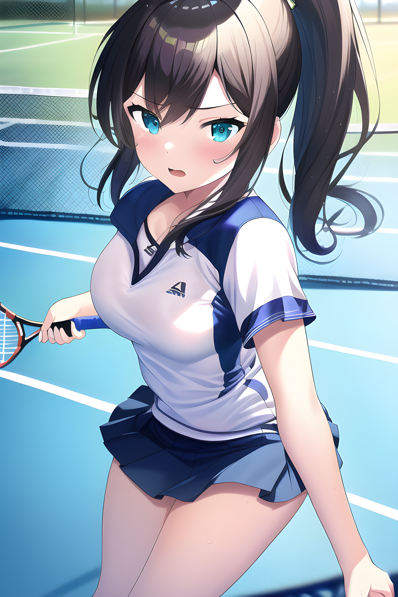 Anime Anime Girls Original Characters Artwork Digital Art Blushing Tennis Rackets Vertical 1280x1920