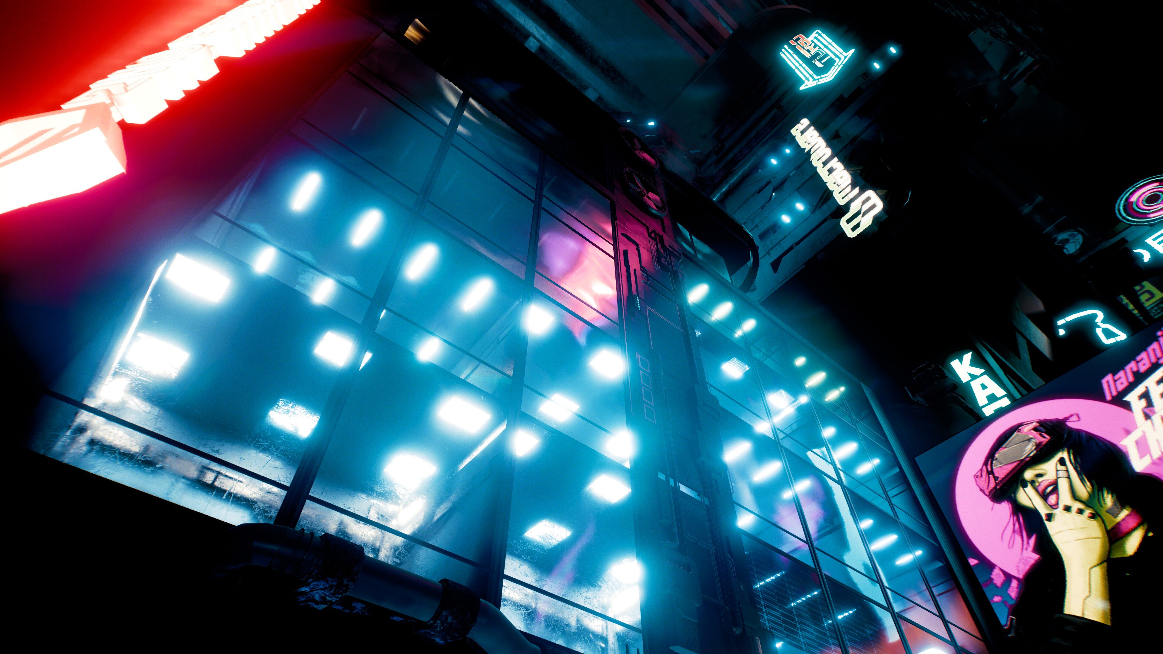 Cyberpunk 2077 Cyberpunk City Lights Video Game Art Video Games Neon Lights 3840x2160