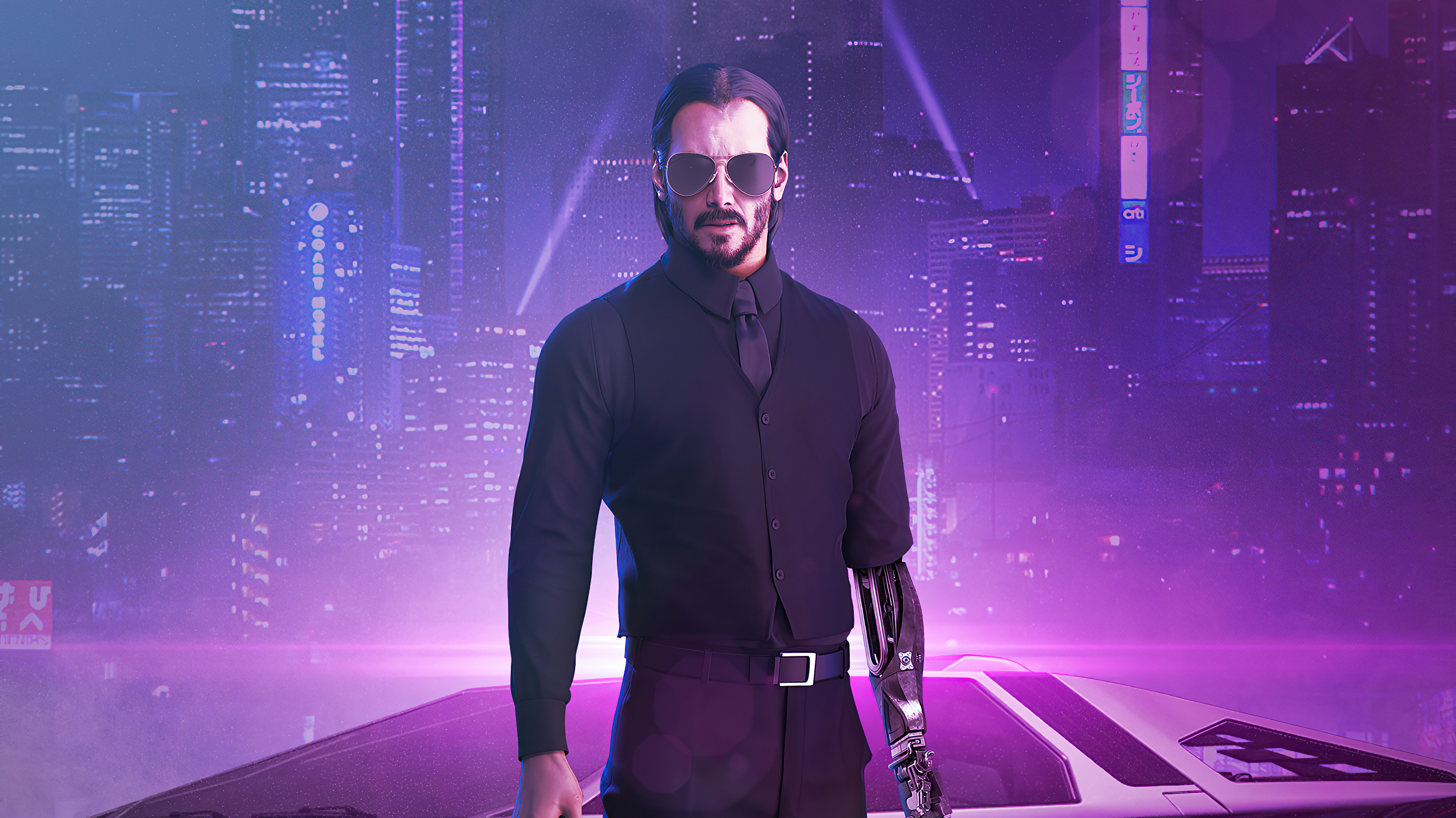 John Wick Cyberpunk 2077 Men Actor Keanu Reeves Video Games CD Projekt RED 3240x1822