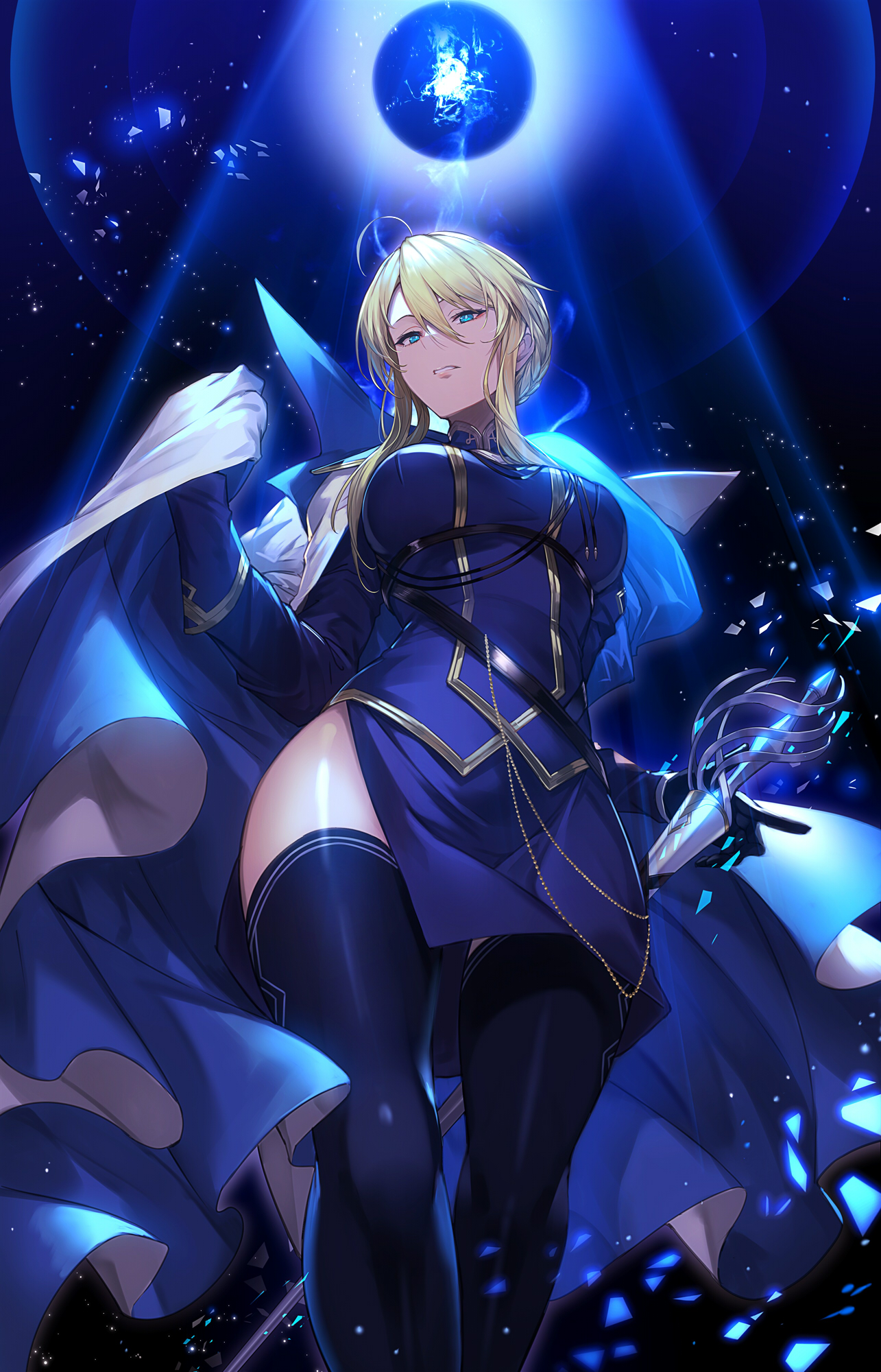 Anime Anime Girls Artoria Pendragon Lancer Fate Series Pixiv Looking At Viewer Standing Blonde Blue  1285x2000