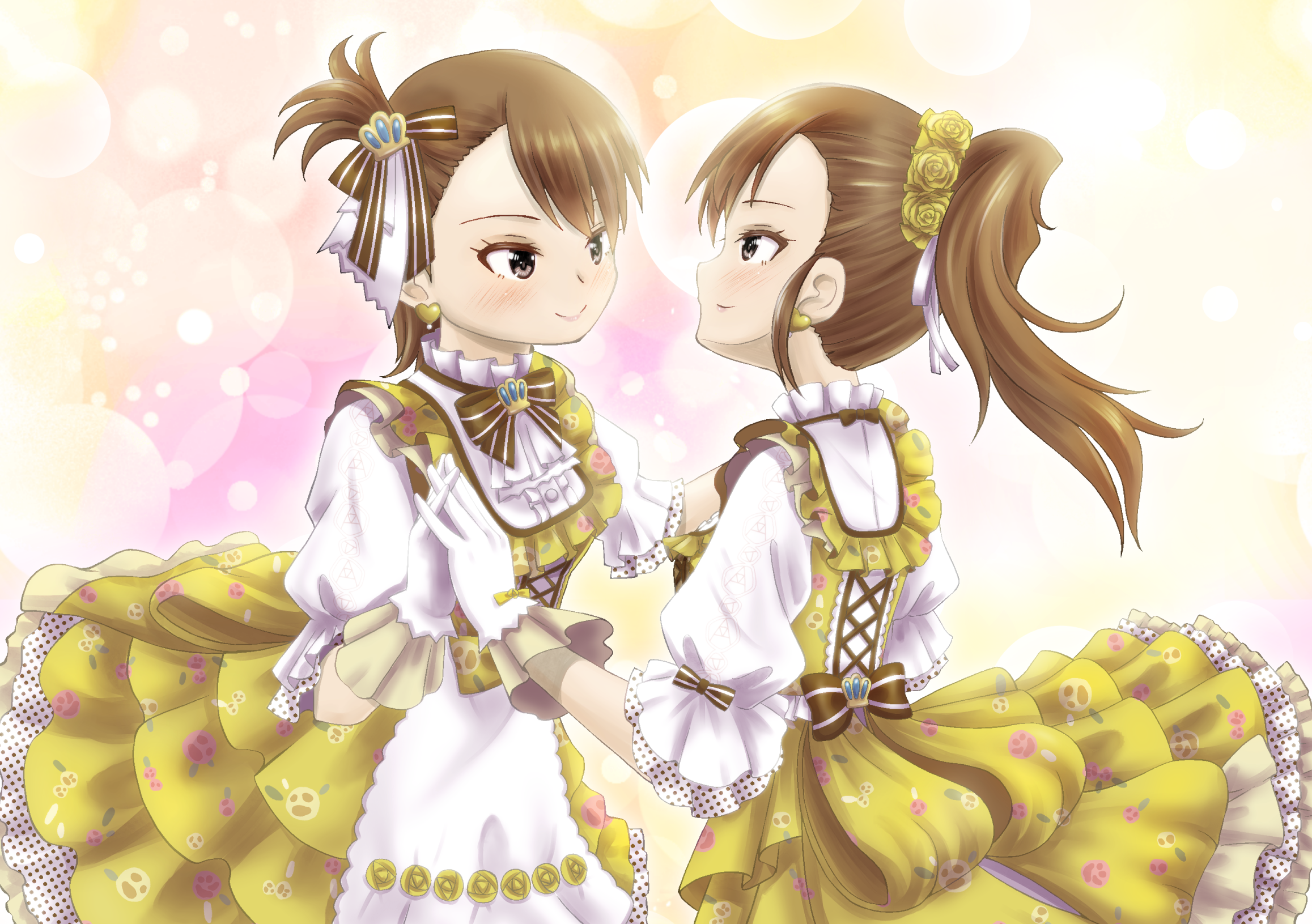 Anime Anime Girls THE IDOLM STER Futami Ami Futami Mami Long Sleeves Brunette Twins Two Women Artwor 2315x1631