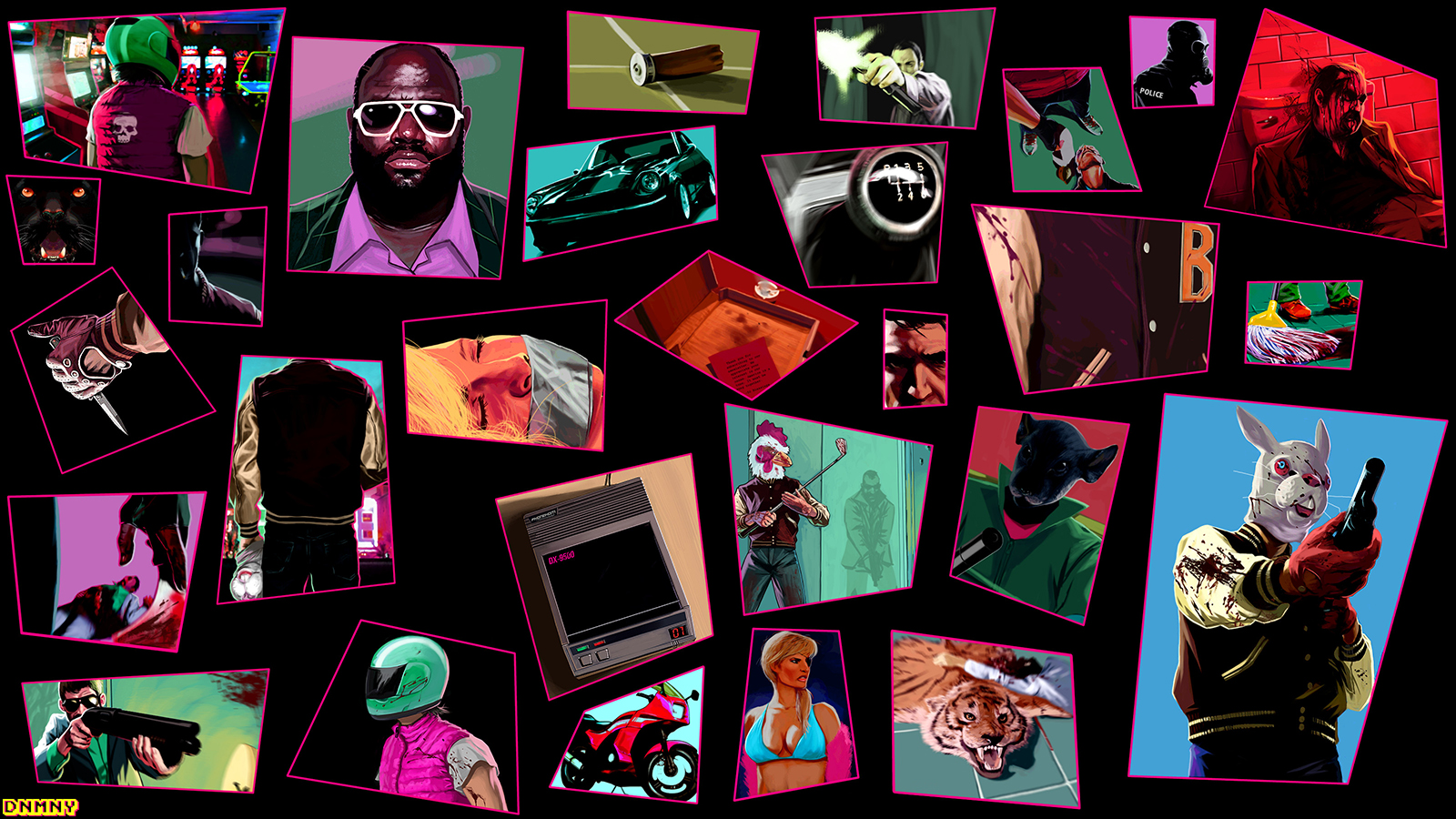 Hotline Miami Hotline Miami 2 Video Games Digital Art Simple Background Watermarked Video Game Chara 1600x900